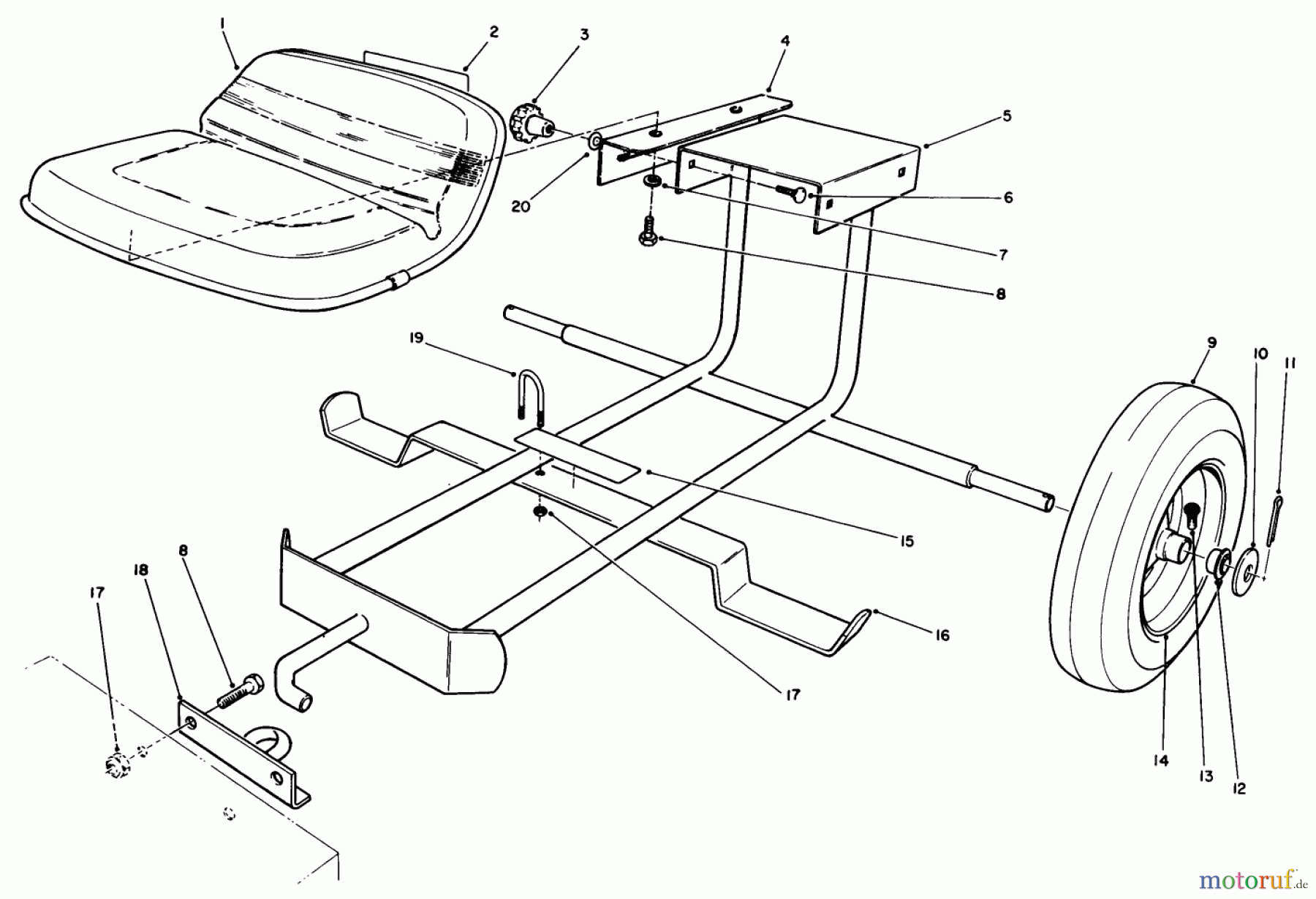 Toro Neu Accessories, Mower 30122 - Toro Sulky (standard), 1990 (0000001-0999999) SULKY KIT MODEL NO. 30122