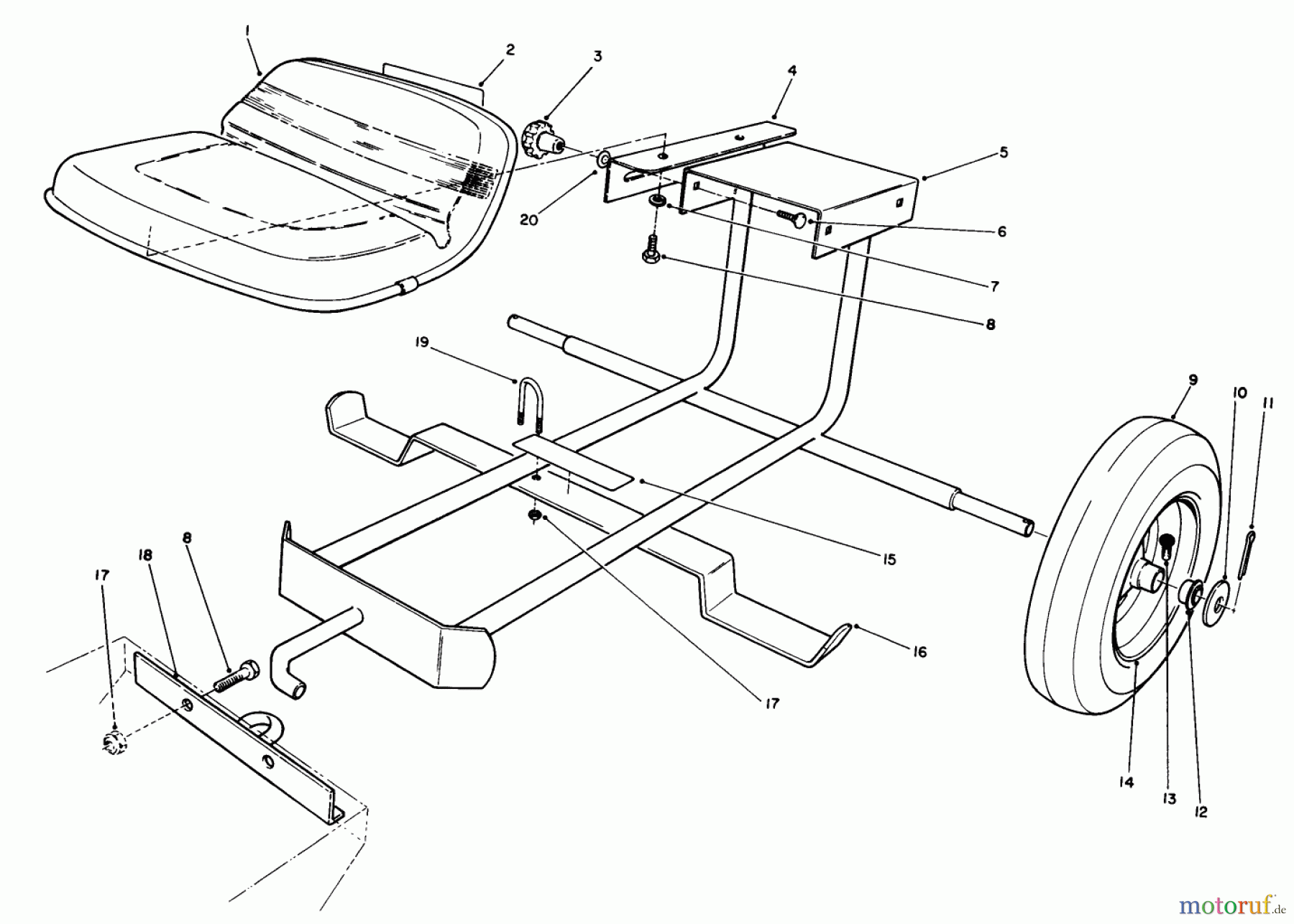 Toro Neu Accessories, Mower 30122 - Toro Sulky (standard), 1992 (2000001-2999999) SULKY KIT