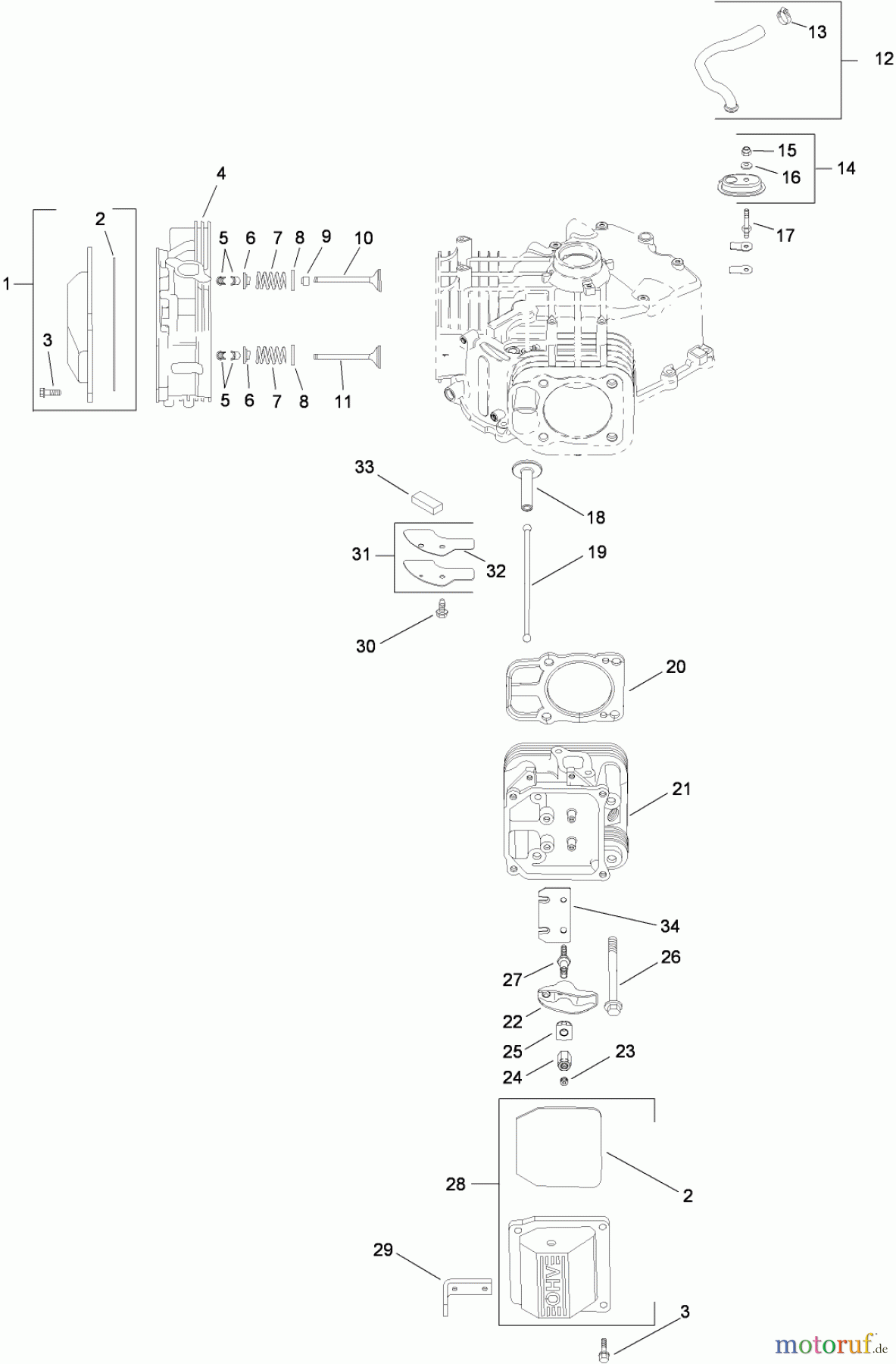 Toro Neu Mowers, Lawn & Garden Tractor Seite 1 13AP61RH048 (LX468) - Toro LX468 Lawn Tractor, 2008 (SN 1C108H20348-) HEAD, VALVE AND BREATHER ASSEMBLY KOHLER SV715-0016