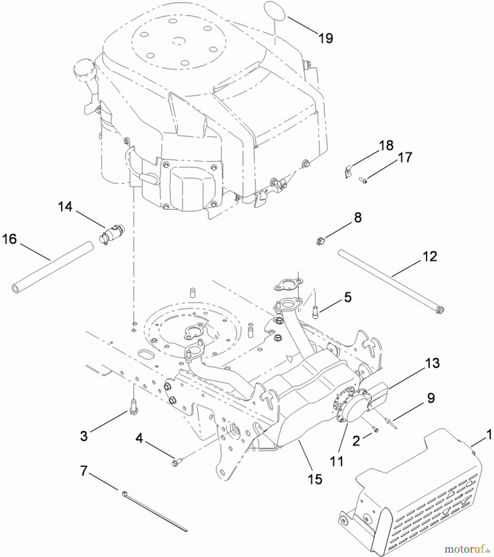 Toro Neu Mowers, Lawn & Garden Tractor Seite 1 13AP61RH848 (LX468) - Toro LX468 Lawn Tractor, 2009 (1-1) MUFFLER AND SHIELD ASSEMBLY