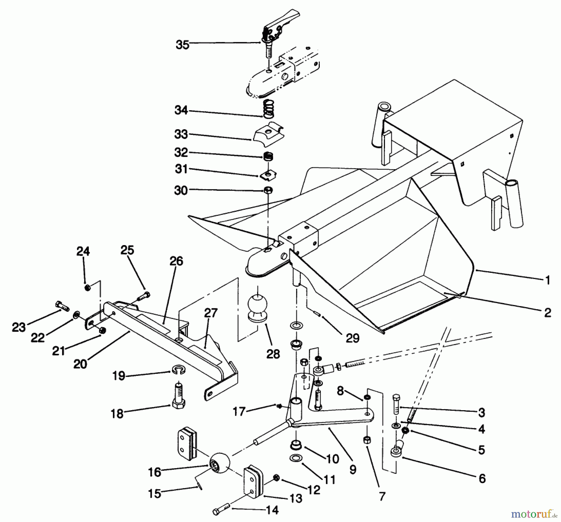 Toro Neu Accessories, Mower 30123 - Toro Deluxe Sulky, 1994 (49000001-49999999) FRAME AND HITCH ASSEMBLY