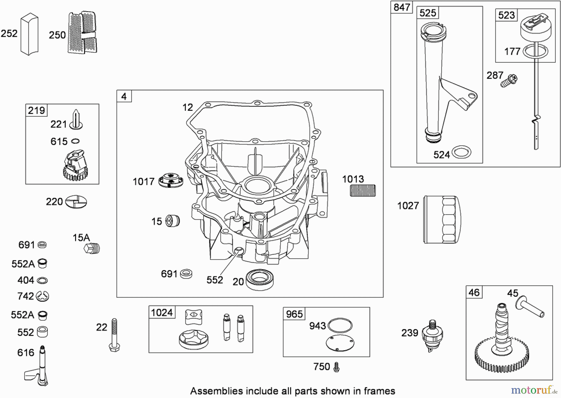 Toro Neu Mowers, Lawn & Garden Tractor Seite 1 13RT61RH244 (LX466) - Toro LX466 Lawn Tractor, 2008 (SN 1L137H10100-) CRANKCASE COVER AND SUMP ASSEMBLY BRIGGS AND STRATTON 407777-0550-E1