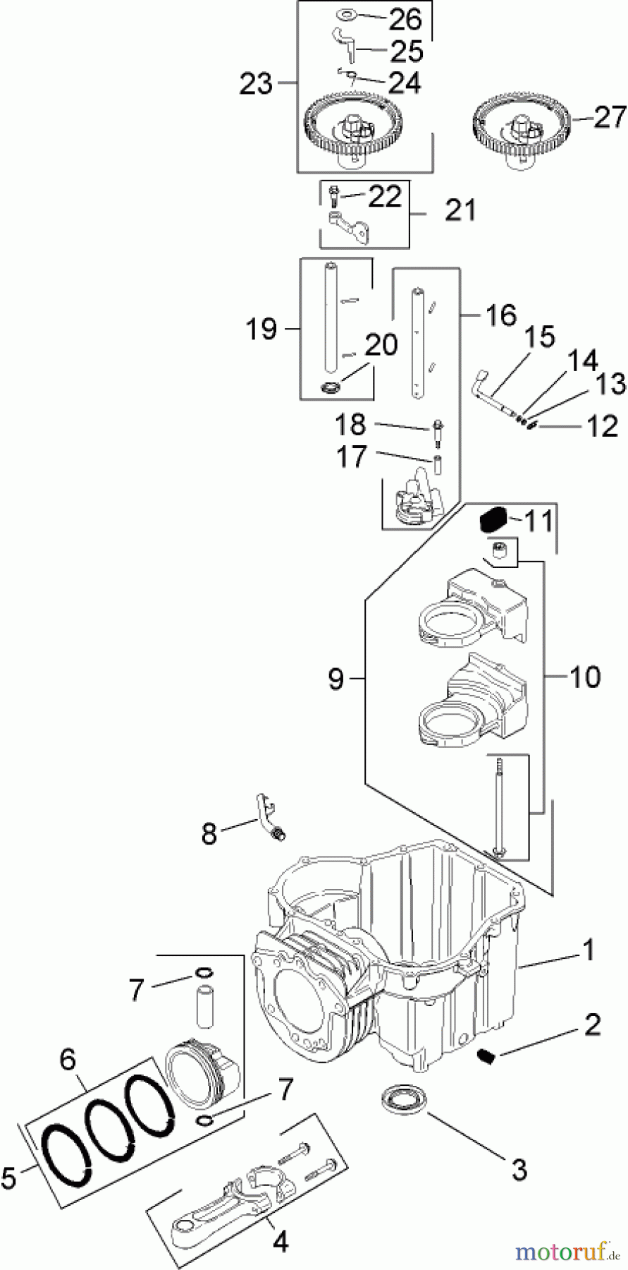 Toro Neu Mowers, Lawn & Garden Tractor Seite 1 13AX60RG744 (LX420) - Toro LX420 Lawn Tractor, 2006 (1L215B10000-) CRANKCASE ASSEMBLY KOHLER SV540-0019