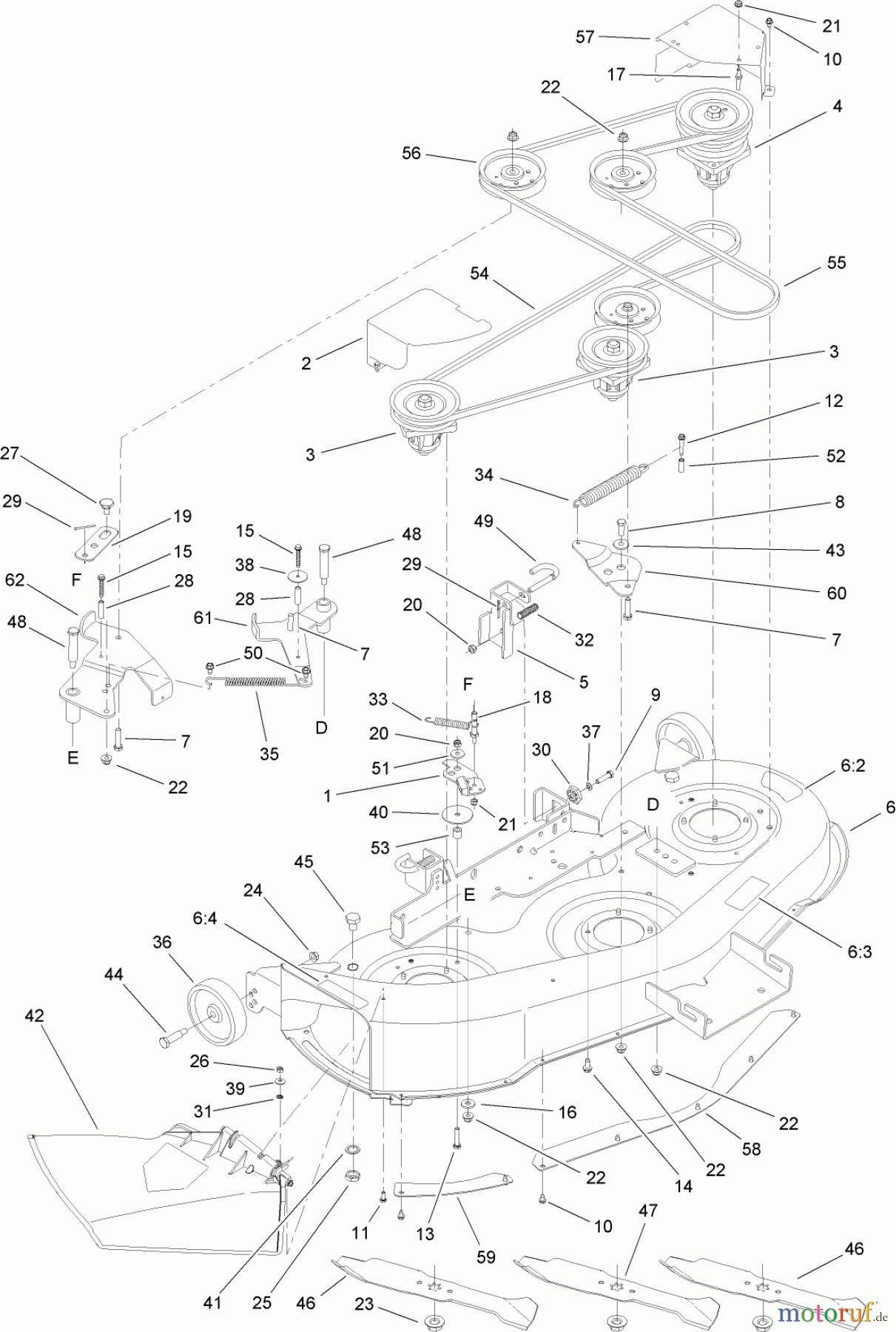 Toro Neu Mowers, Lawn & Garden Tractor Seite 1 13AX60RH544 (LX460) - Toro LX460 Lawn Tractor, 2006 (1A056B50000-) DECK ASSEMBLY