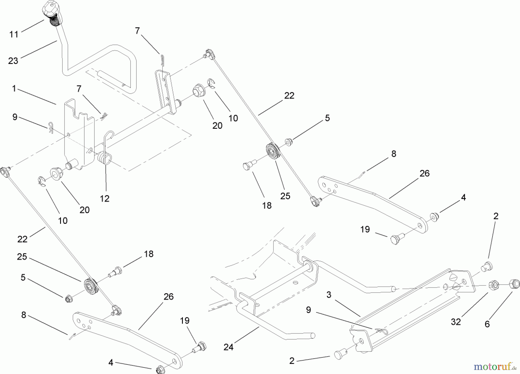 Toro Neu Mowers, Lawn & Garden Tractor Seite 1 13AX60RH544 (LX460) - Toro LX460 Lawn Tractor, 2006 (1A056B50000-) DECK LIFT ARM ASSEMBLY