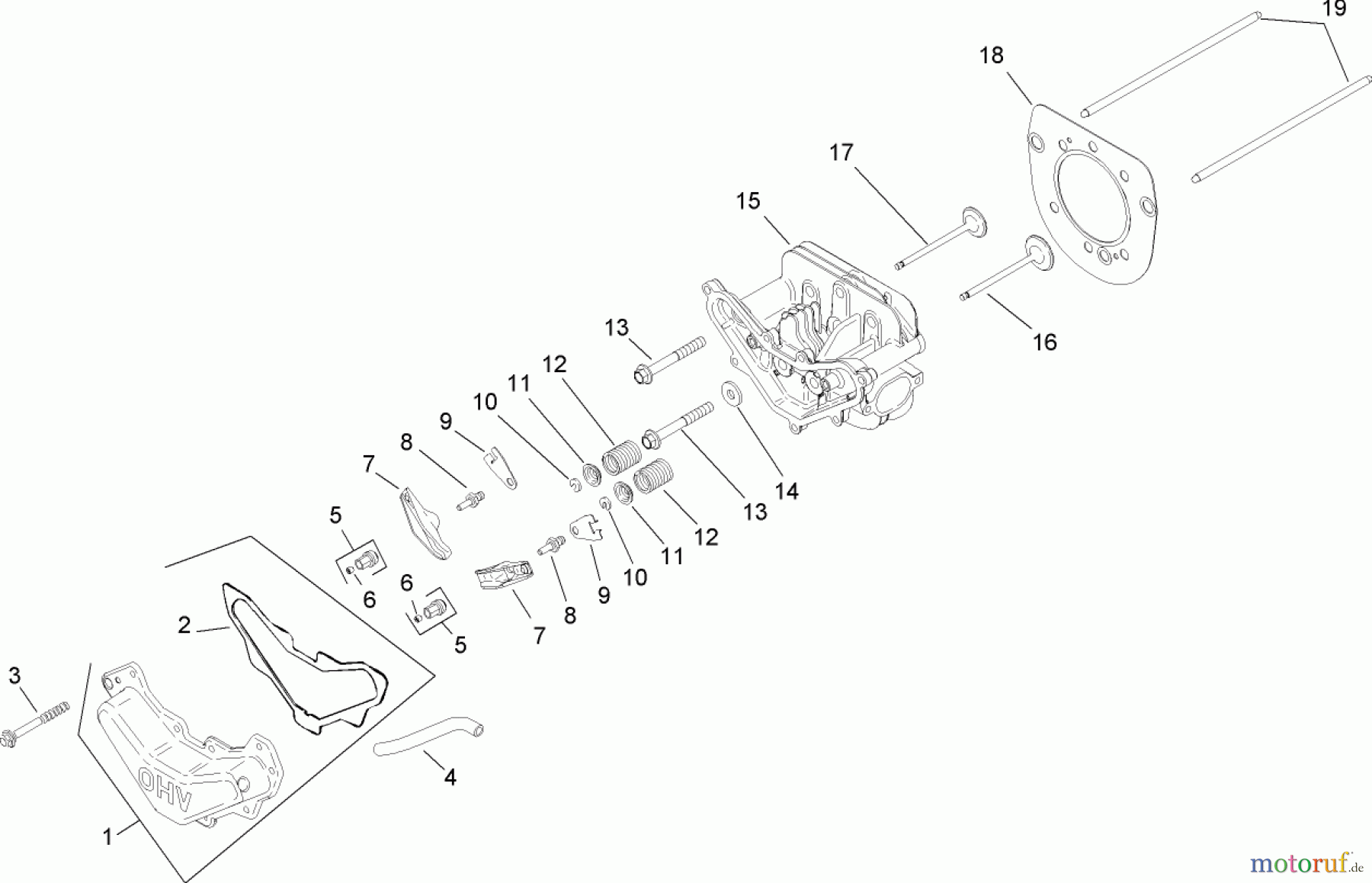 Toro Neu Mowers, Lawn & Garden Tractor Seite 1 13AX60RH544 (LX460) - Toro LX460 Lawn Tractor, 2006 (1A056B50000-) HEAD, VALVE AND BREATHER ASSEMBLY KOHLER SV600-0018