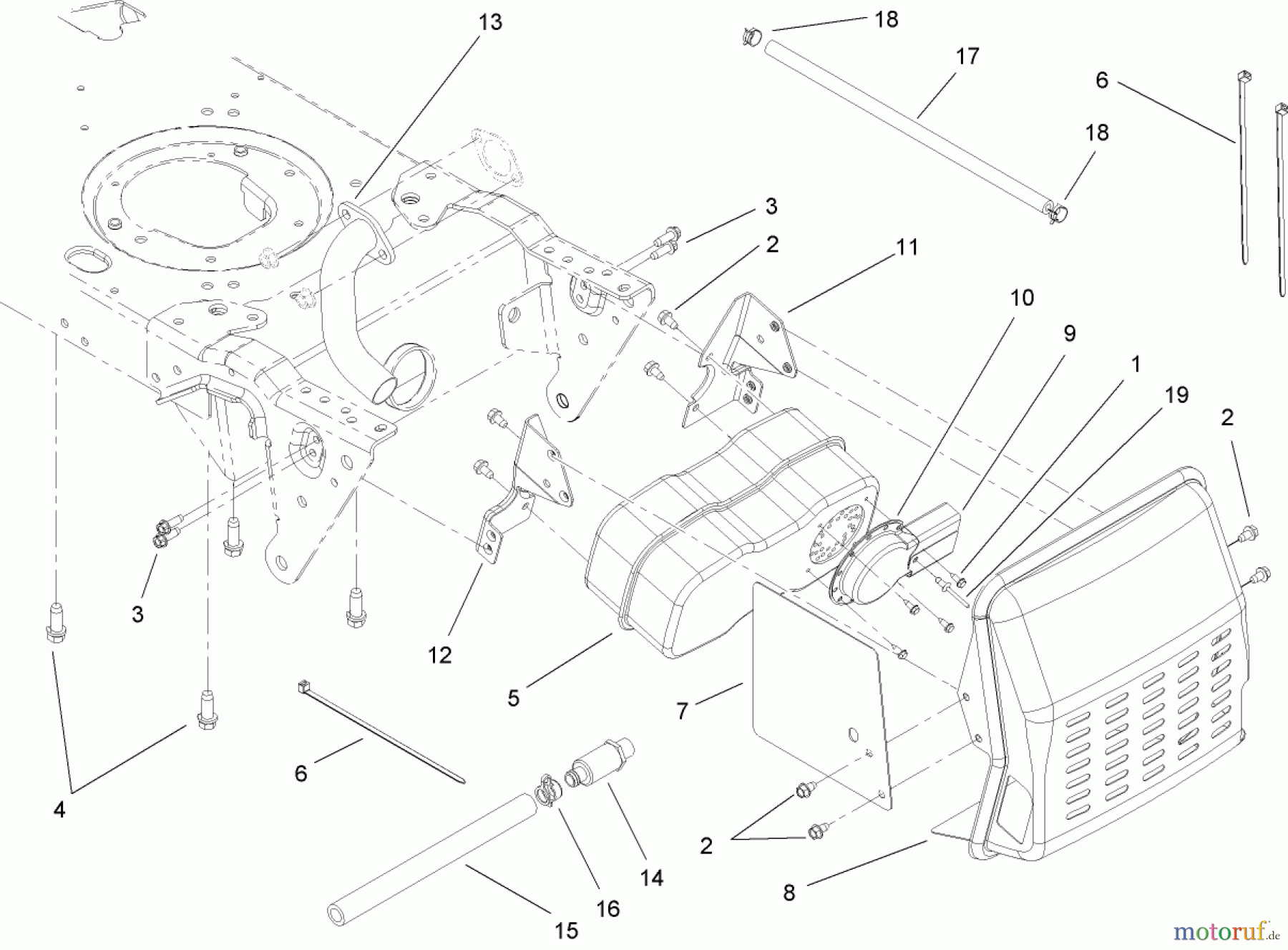 Toro Neu Mowers, Lawn & Garden Tractor Seite 1 13AX60RH544 (LX460) - Toro LX460 Lawn Tractor, 2006 (1A056B50000-) MUFFLER ASSEMBLY
