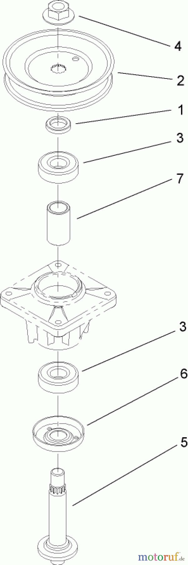 Toro Neu Mowers, Lawn & Garden Tractor Seite 1 13AX60RH544 (LX460) - Toro LX460 Lawn Tractor, 2006 (1A056B50000-) SINGLE PULLEY SPINDLE ASSEMBLY NO. 112-0311