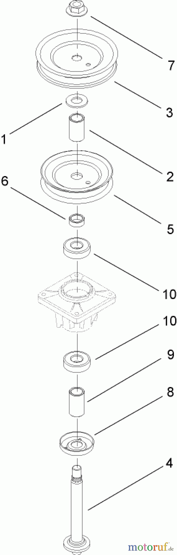 Toro Neu Mowers, Lawn & Garden Tractor Seite 1 13AX61RH544 (LX465) - Toro LX465 Lawn Tractor, 2007 (SN 1A117H10393-) DOUBLE PULLEY SPINDLE ASSEMBLY NO. 112-0383