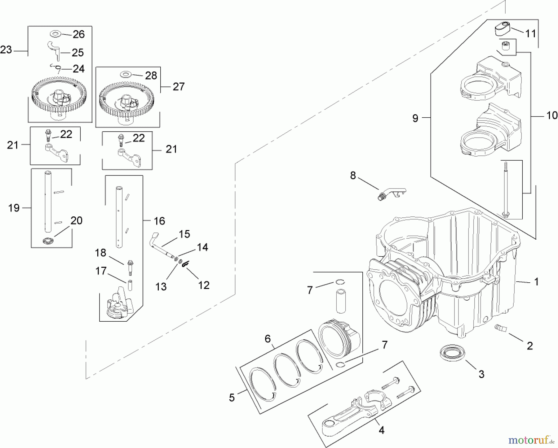 Toro Neu Mowers, Lawn & Garden Tractor Seite 1 13AX61RH748 (LX465) - Toro LX465 Lawn Tractor, 2007 (SN 1A117H10393-) CRANKCASE ASSEMBLY KOHLER SV600-0018