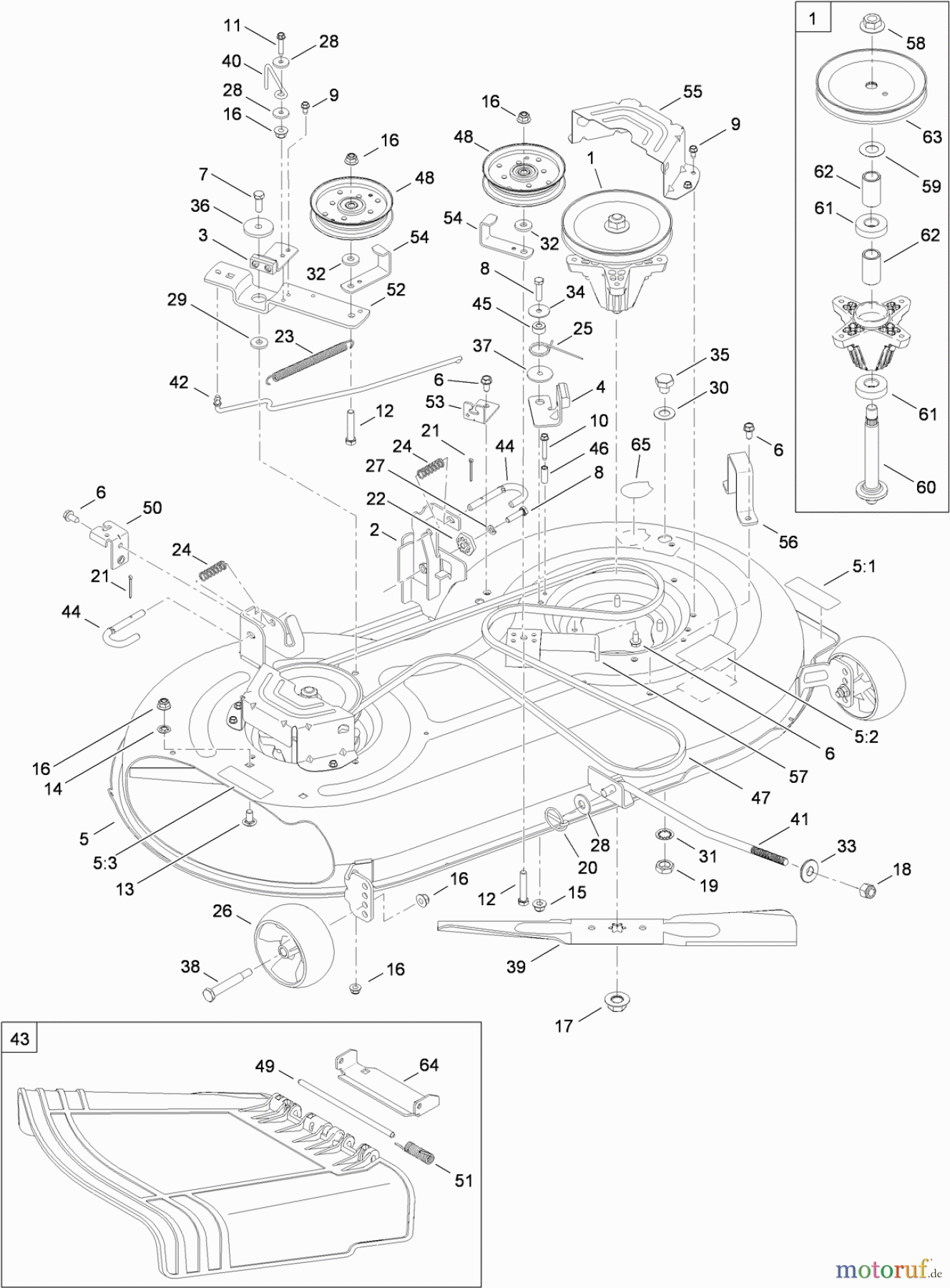 Toro Neu Mowers, Lawn & Garden Tractor Seite 1 13AX90RS848 (LX423) - Toro LX423 Lawn Tractor, 2010 (1-1) 42 INCH DECK ASSEMBLY