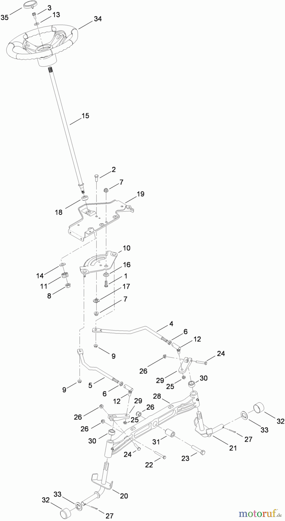 Toro Neu Mowers, Lawn & Garden Tractor Seite 1 13AX90RS848 (LX423) - Toro LX423 Lawn Tractor, 2010 (1-1) STEERING AND FRONT AXLE ASSEMBLY