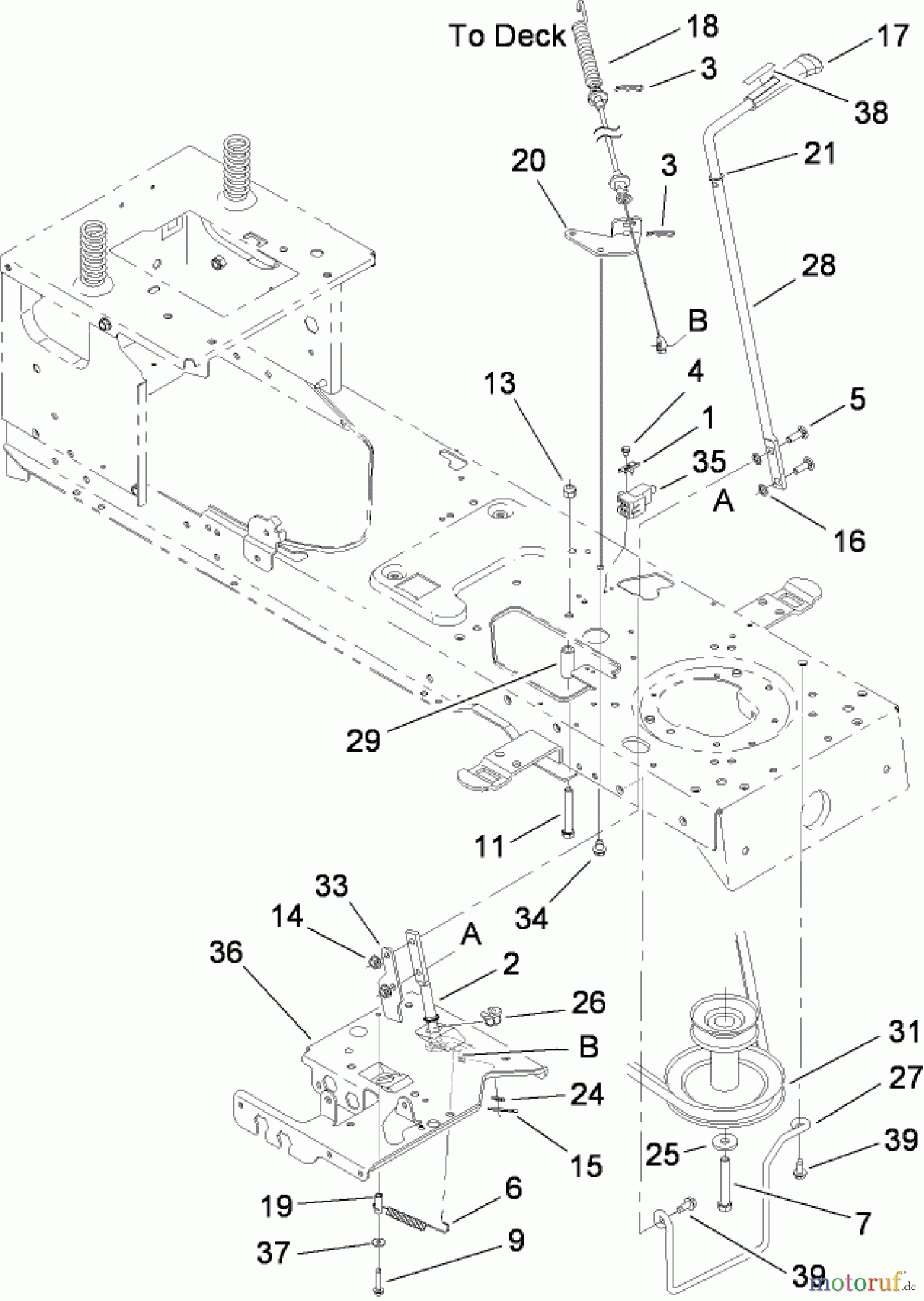 Toro Neu Mowers, Lawn & Garden Tractor Seite 1 13BX60RG544 (LX425) - Toro LX425 Lawn Tractor, 2007 (1A087H10172-1E237H10144) PTO ENGAGE ASSEMBLY