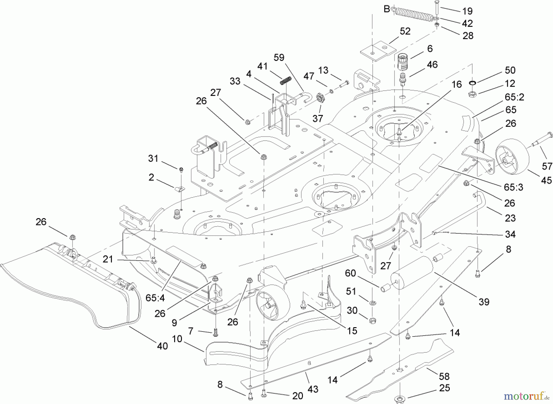  Toro Neu Mowers, Lawn & Garden Tractor Seite 1 14AK81RK744 (GT2300) - Toro GT2300 Garden Tractor, 2006 (1A186H30000-) DECK ASSEMBLY