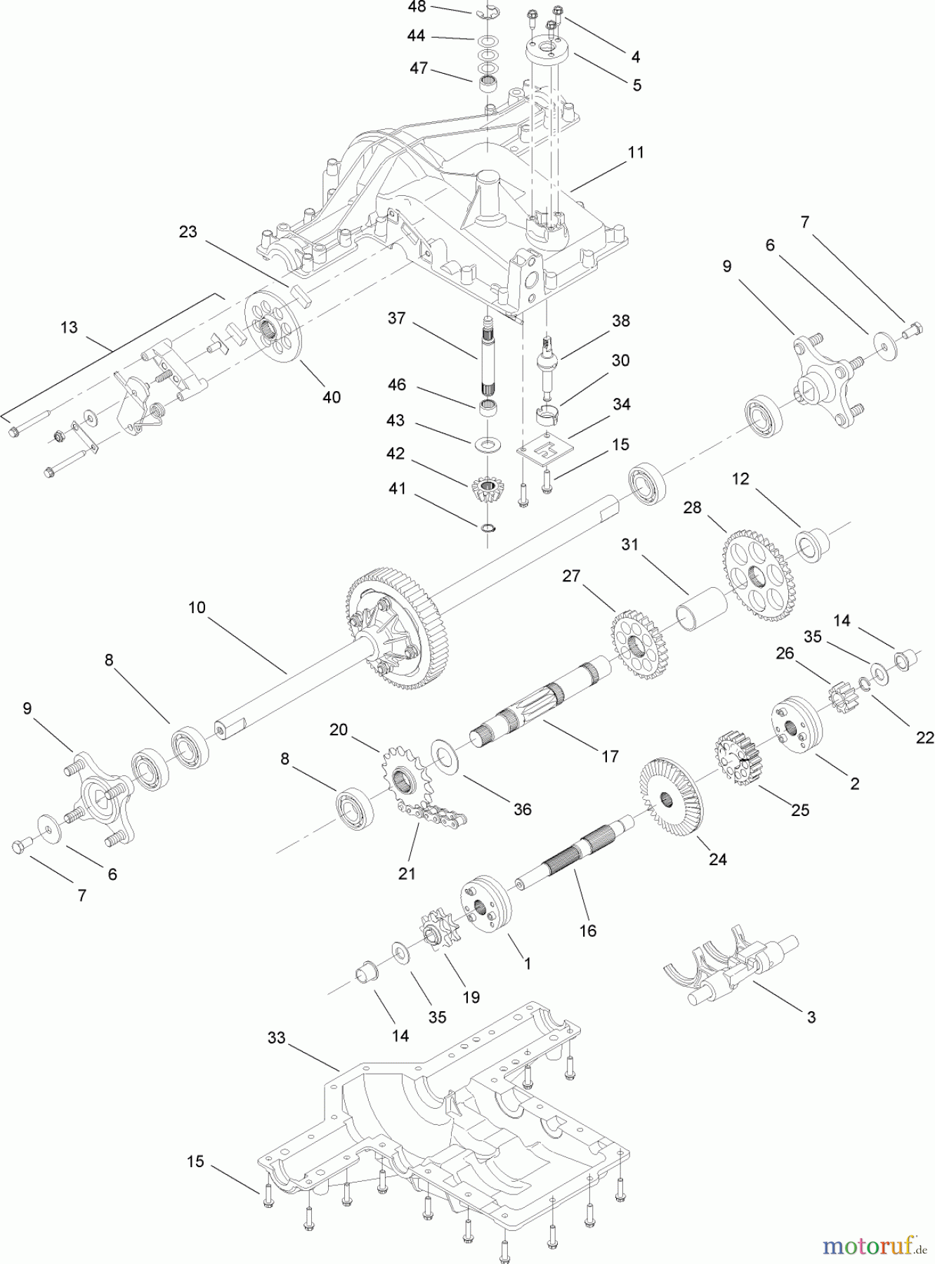 Toro Neu Mowers, Lawn & Garden Tractor Seite 1 14AP80RP744 (GT2100) - Toro GT2100 Garden Tractor, 2006 (1A136H30000-) TRANSMISSION ASSEMBLY NO. 112-0558