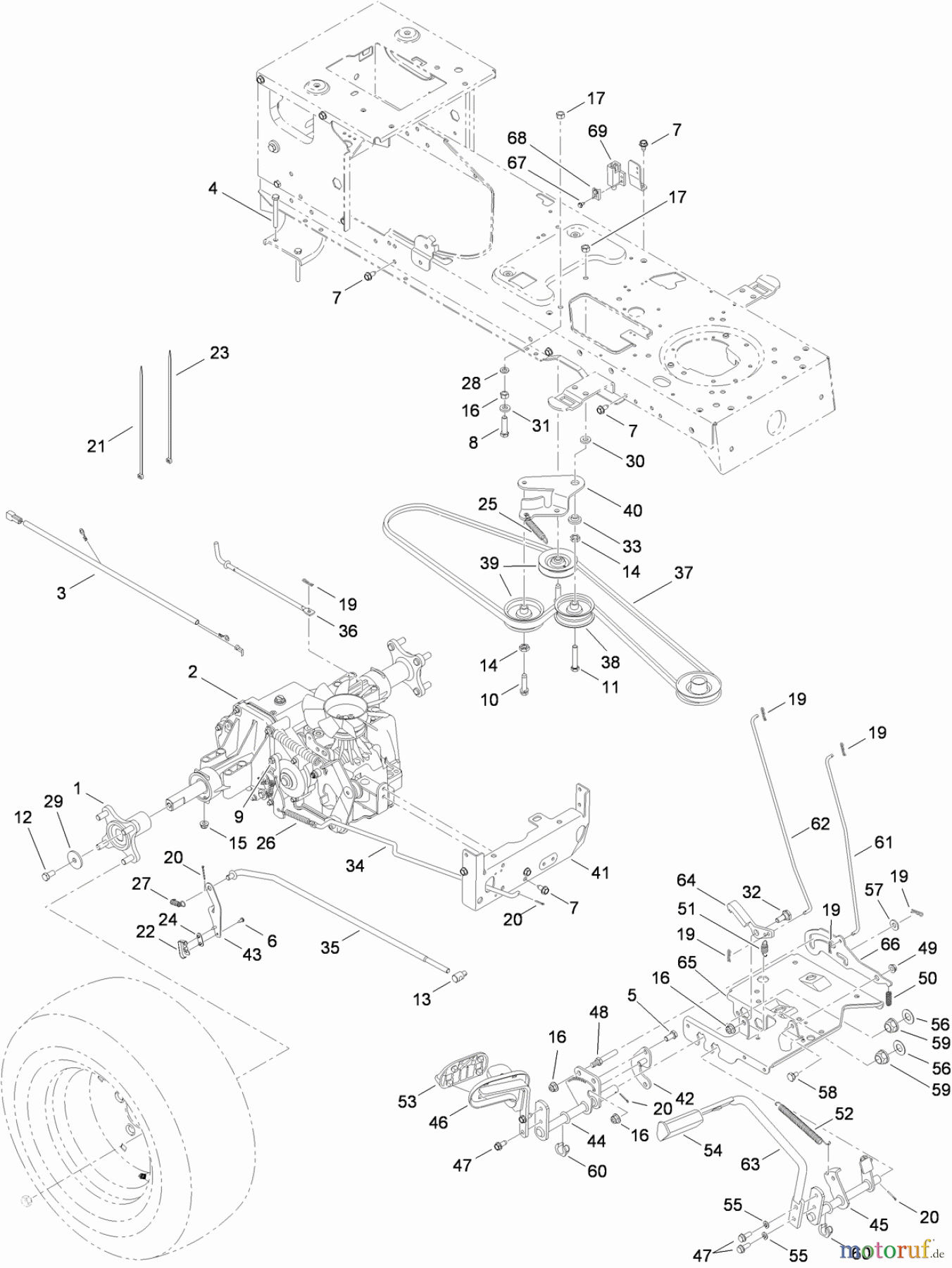  Toro Neu Mowers, Lawn & Garden Tractor Seite 1 14AQ81RP544 (GT2200) - Toro GT2200 Garden Tractor, 2008 (SN 1-) DRIVE SYSTEM ASSEMBLY