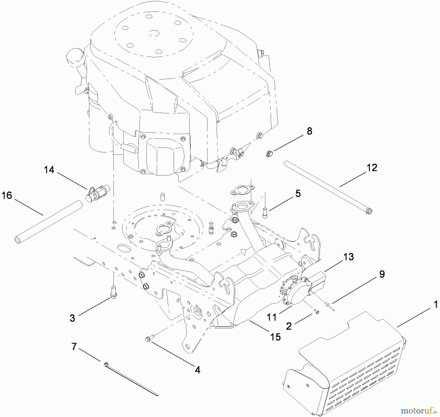 Toro Neu Mowers, Lawn & Garden Tractor Seite 1 14AQ81RP544 (GT2200) - Toro GT2200 Garden Tractor, 2008 (SN 1-) ENGINE AND MUFFLER ASSEMBLY