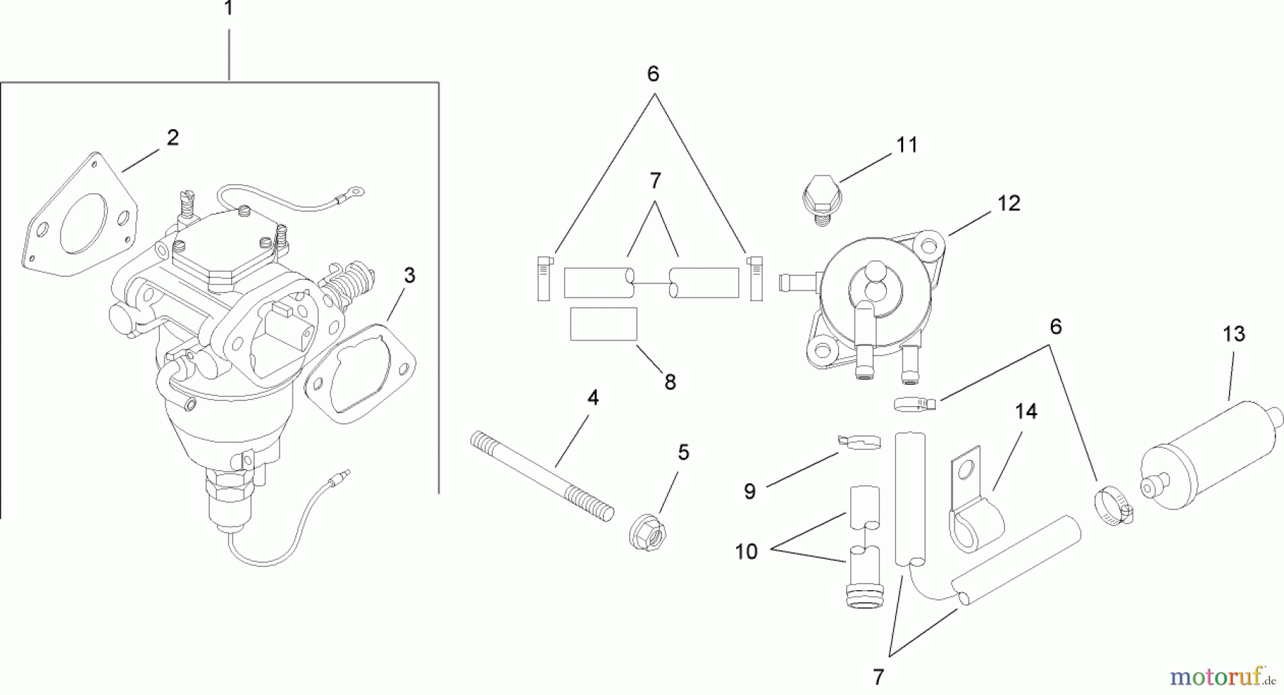  Toro Neu Mowers, Lawn & Garden Tractor Seite 1 14AQ81RP748 (GT2200) - Toro GT2200 Garden Tractor, 2007 (1B087H30130-) FUEL SYSTEM ASSEMBLY KOHLER SV730-0018