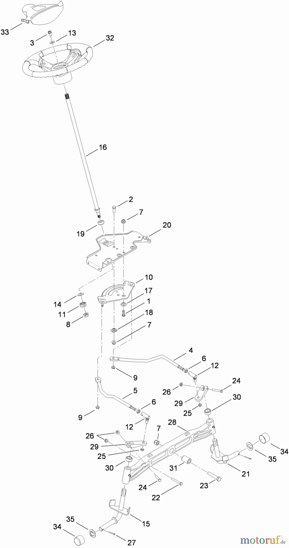  Toro Neu Mowers, Lawn & Garden Tractor Seite 1 14AQ94RP848 (GT2200) - Toro GT2200 Garden Tractor, 2010 (1-1) STEERING AND FRONT AXLE ASSEMBLY