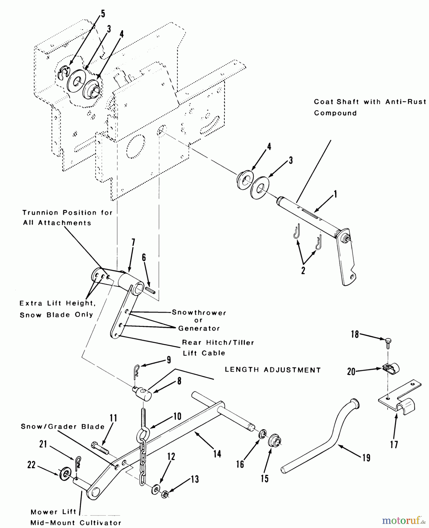 Toro Neu Mowers, Lawn & Garden Tractor Seite 1 31-17KE02 (417-A) - Toro 417-A Garden Tractor, 1986 HYDRAULIC LIFT LINKAGE-400 SERIES
