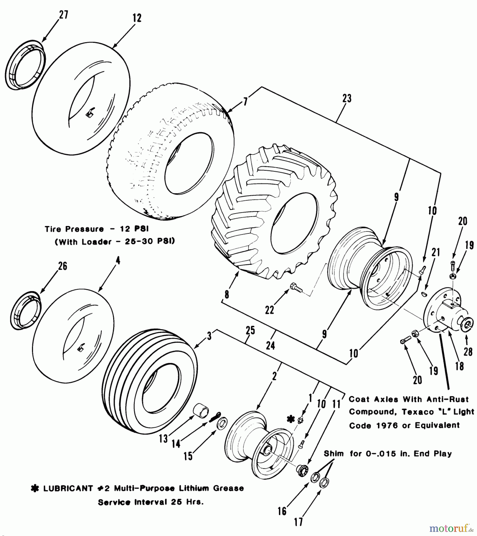 Toro Neu Mowers, Lawn & Garden Tractor Seite 1 31-14K802 (414-8) - Toro 414-8 Garden Tractor, 1987 WHEELS AND TIRES