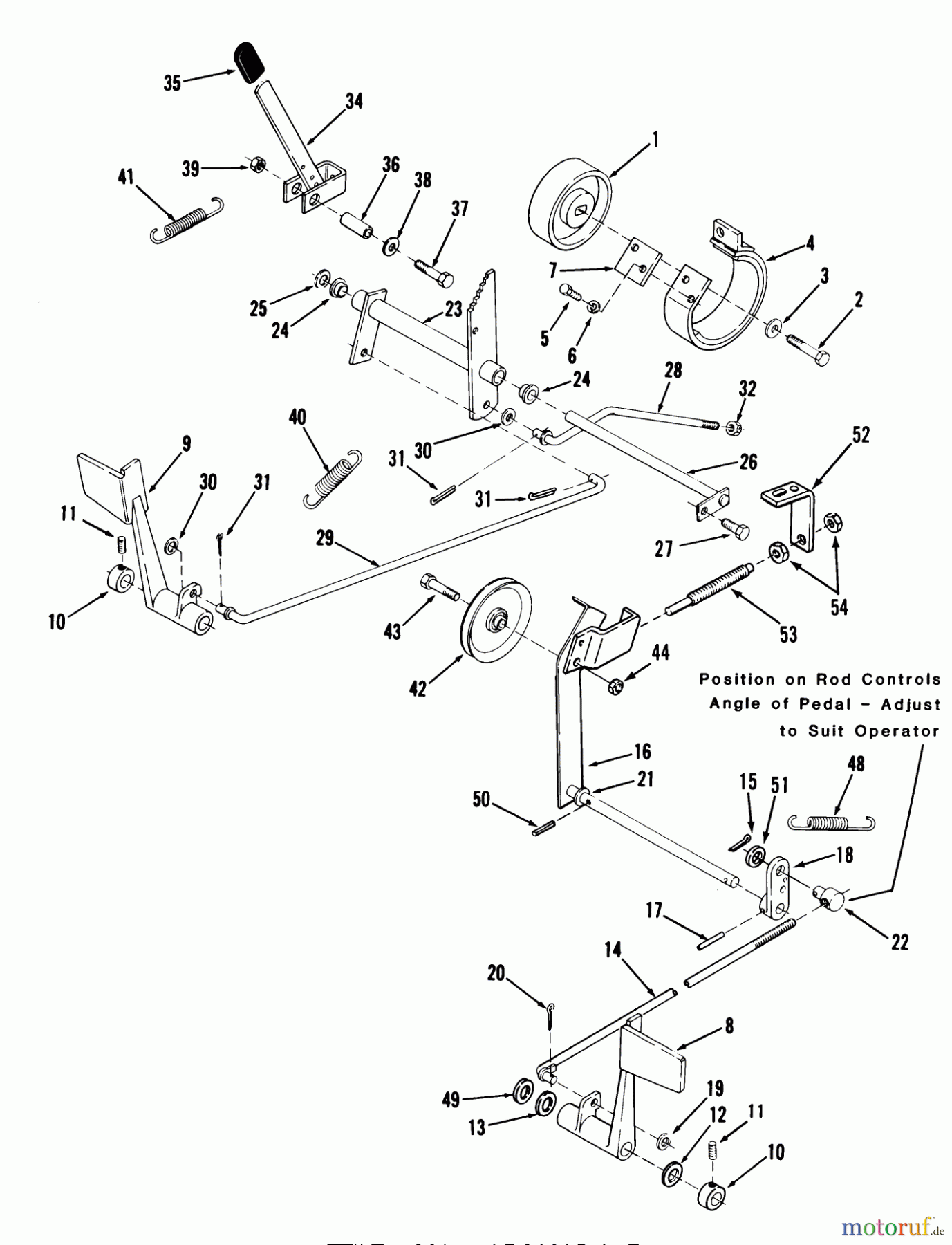 Toro Neu Mowers, Lawn & Garden Tractor Seite 1 21-08K804 (308-8) - Toro 308-8 Tractor, 1988 CLUTCH, BRAKE AND SPEED CONTROL LINKAGE