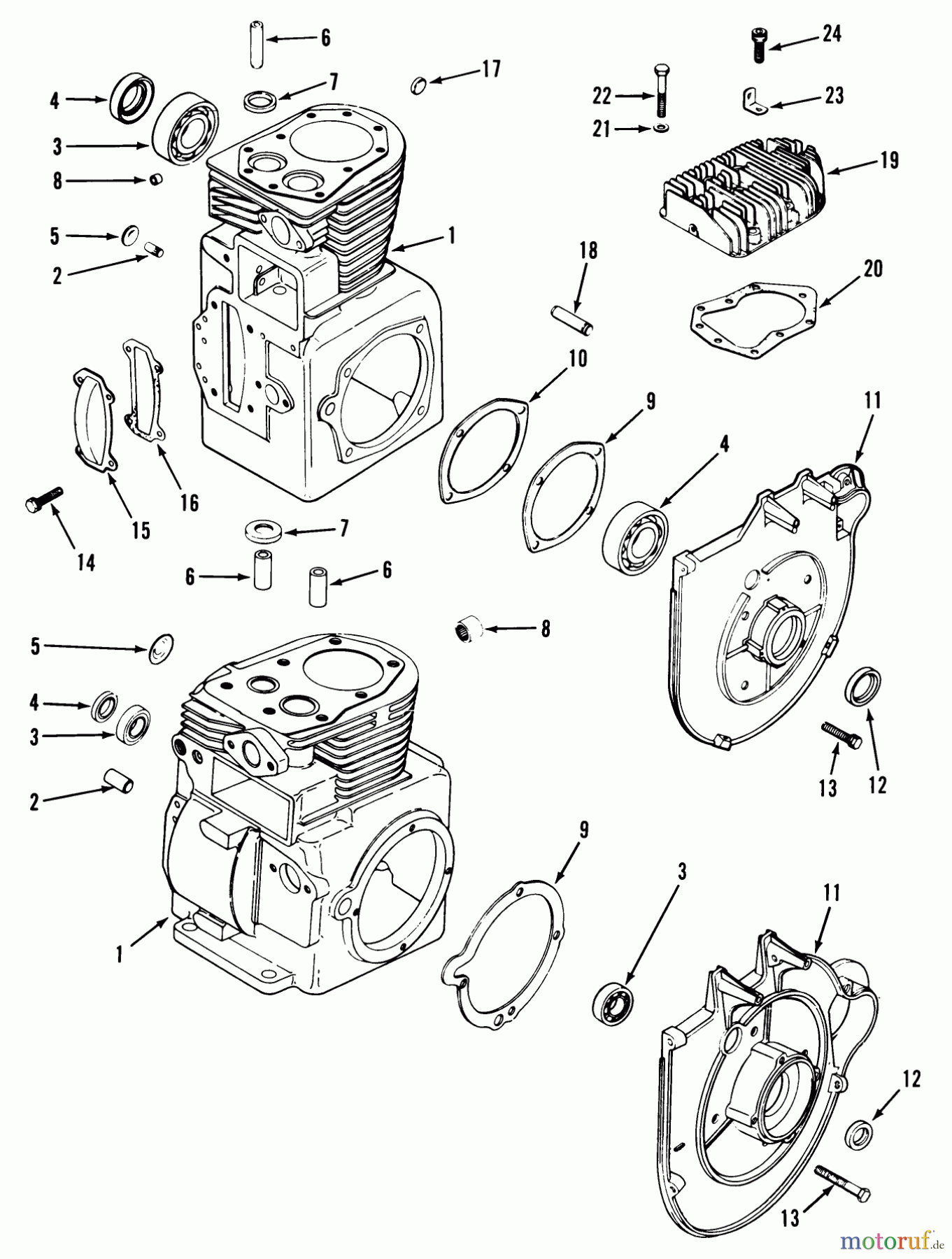 Toro Neu Mowers, Lawn & Garden Tractor Seite 1 21-08K804 (308-8) - Toro 308-8 Tractor, 1988 CRANKCASE & CYLINDER HEAD