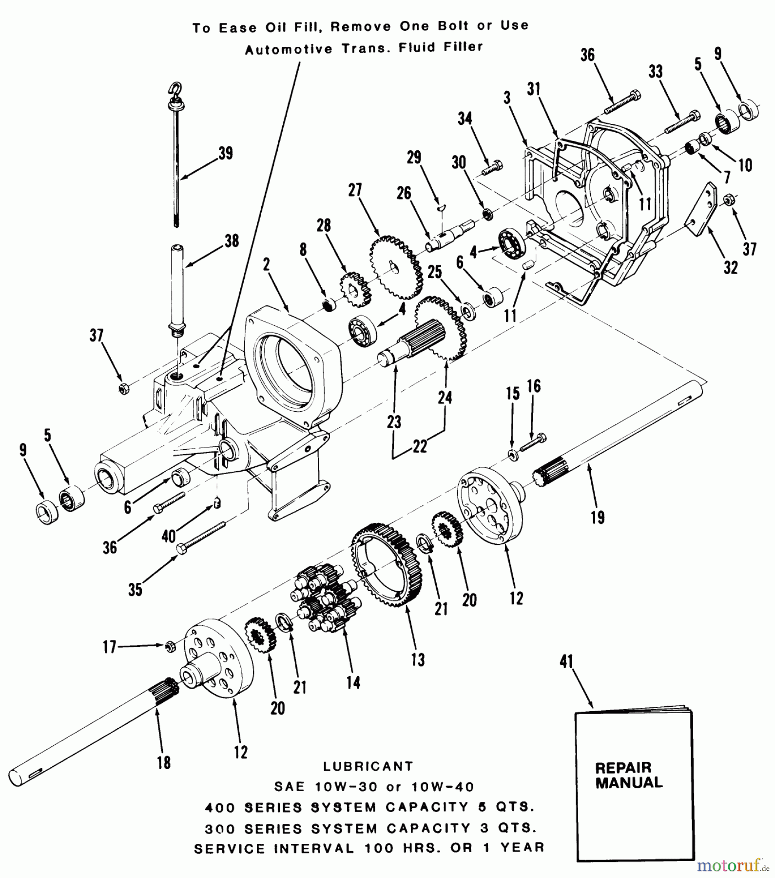 Toro Neu Mowers, Lawn & Garden Tractor Seite 1 21-10K801 (310-8) - Toro 310-8 Garden Tractor, 1985 TRANSAXLE-300/400 SERIES