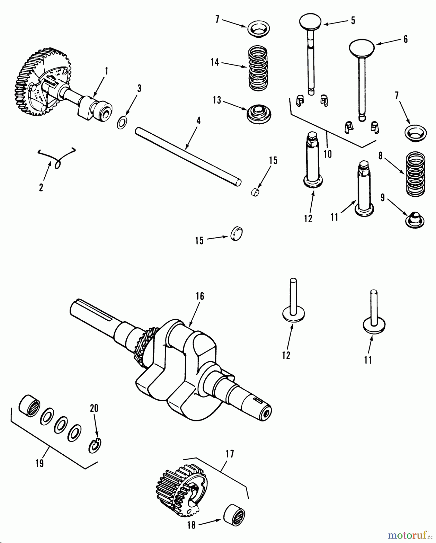 Toro Neu Mowers, Lawn & Garden Tractor Seite 1 31-14K804 (414-8) - Toro 414-8 Garden Tractor, 1989 KOHLER CAMSHAFT, CRANKSHAFT & VALVES