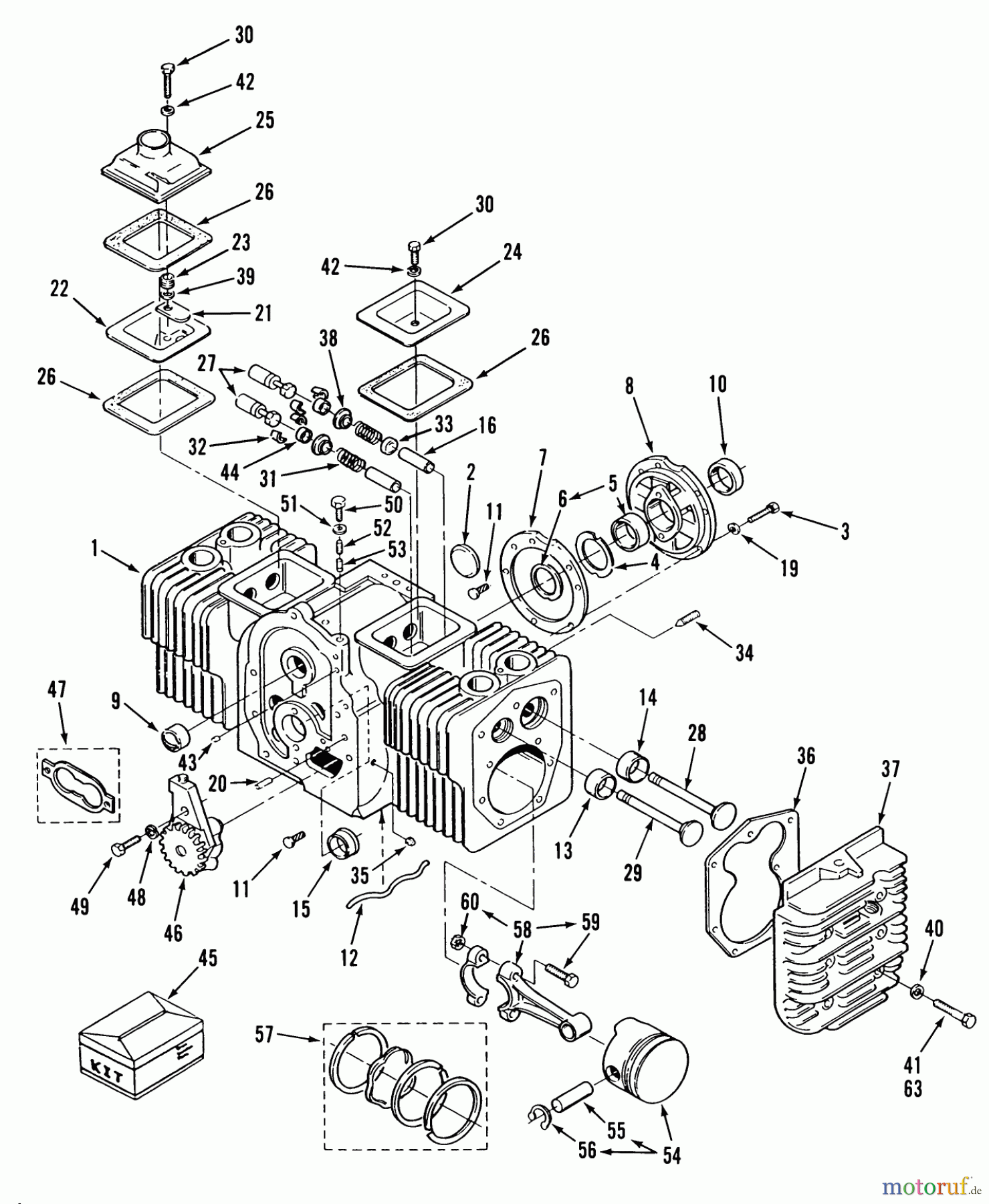 Toro Neu Mowers, Lawn & Garden Tractor Seite 1 31-14K804 (414-8) - Toro 414-8 Garden Tractor, 1989 ONAN ENGINE CYLINDER BLOCK