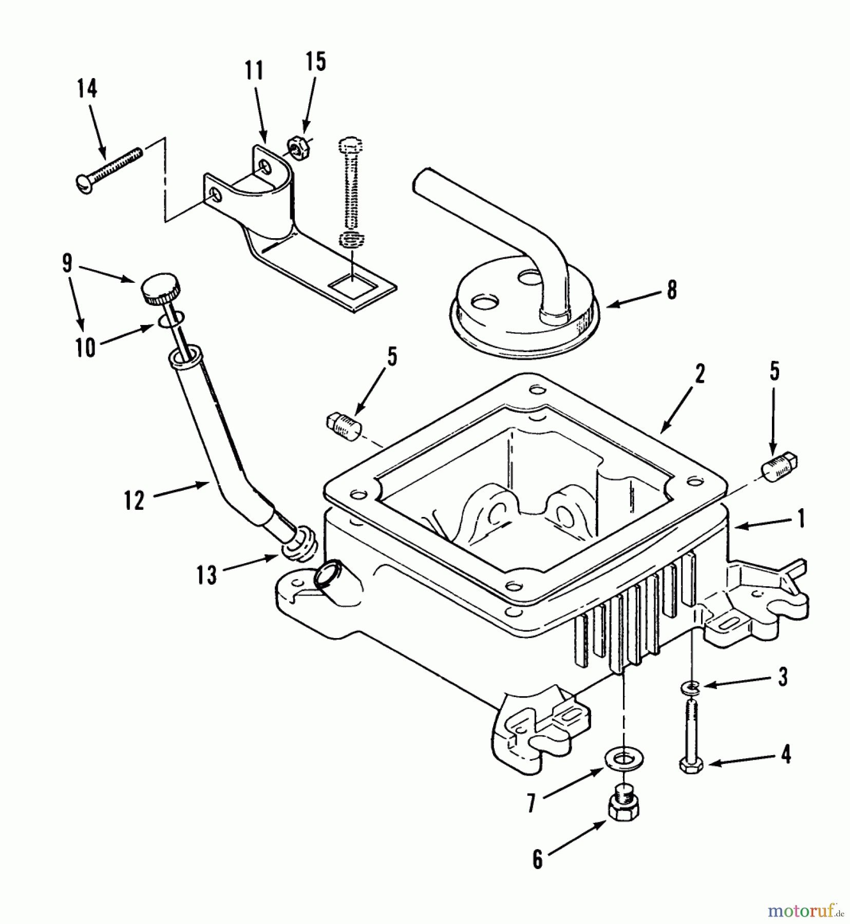 Toro Neu Mowers, Lawn & Garden Tractor Seite 1 31-16O801 (416-8) - Toro 416-8 Garden Tractor, 1989 ONAN OIL BASE FILL TUBE AND BRACKET