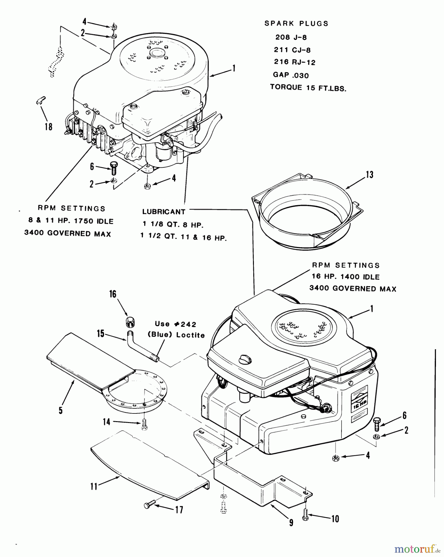 Toro Neu Mowers, Lawn & Garden Tractor Seite 2 B2-16B591 (216-5) - Toro 216-5 Tractor, 1987 ENGINE