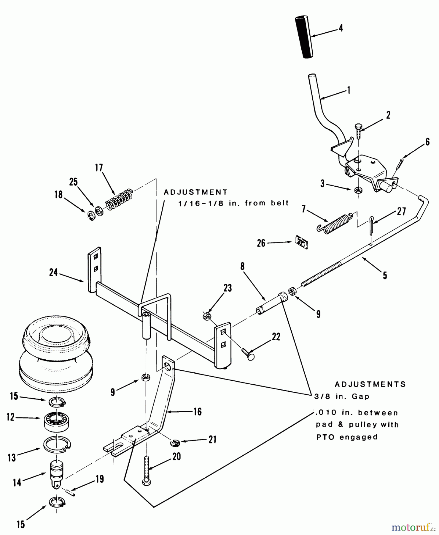 Toro Neu Mowers, Lawn & Garden Tractor Seite 2 B2-11B392 (211-3) - Toro 211-3 Tractor, 1987 PTO CLUTCH