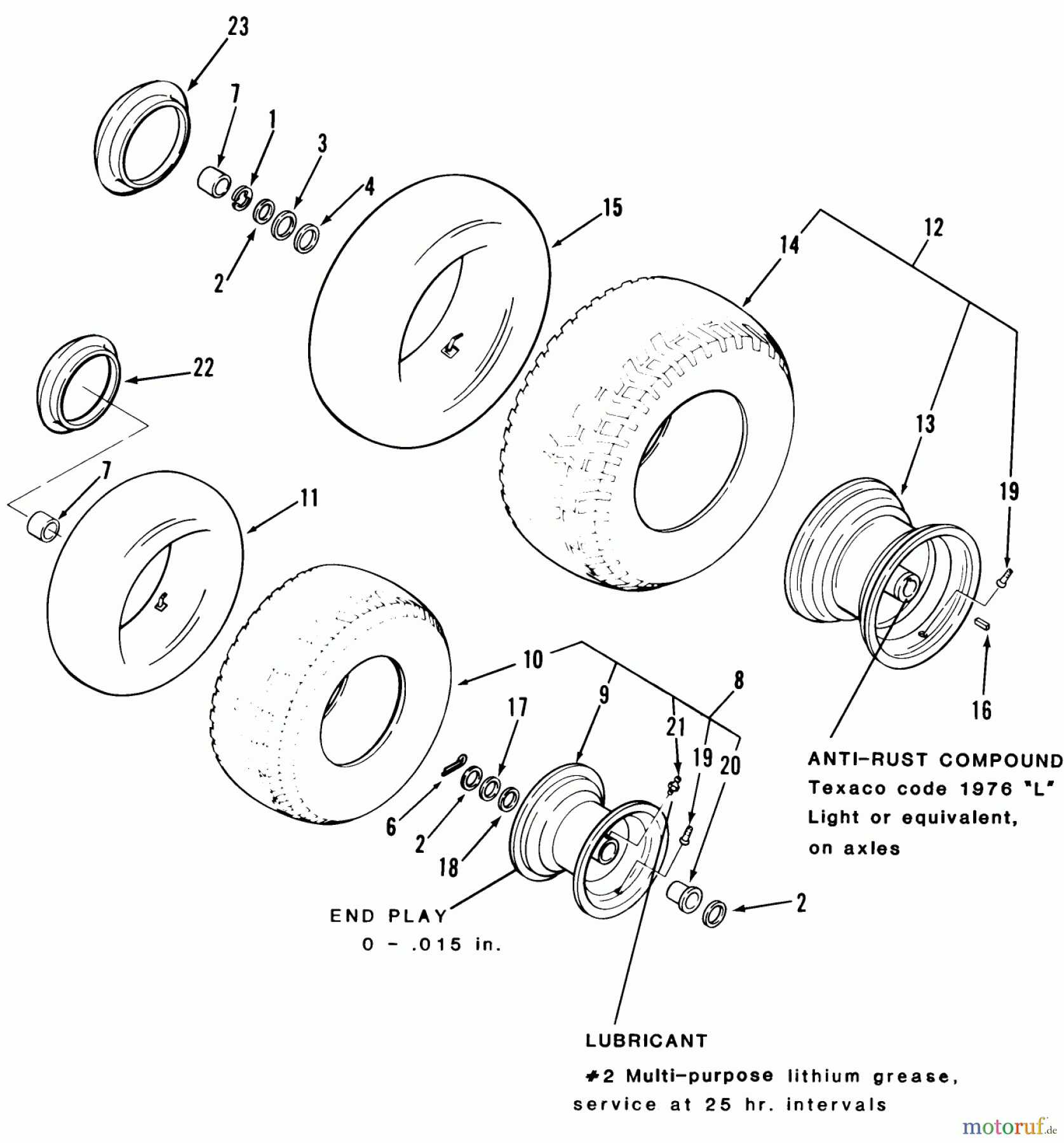 Toro Neu Mowers, Lawn & Garden Tractor Seite 2 B2-11B392 (211-3) - Toro 211-3 Tractor, 1987 WHEELS AND TIRES