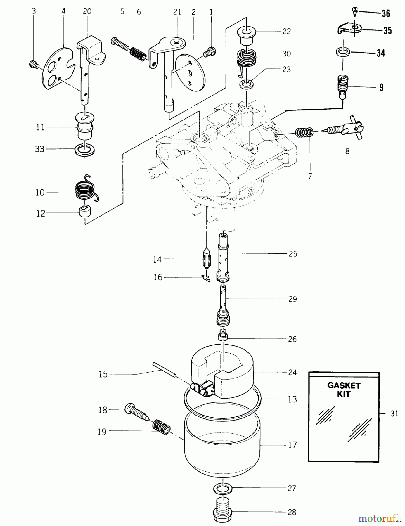 Toro Neu Mowers, Lawn & Garden Tractor Seite 1 22-17KE01 (257-H) - Toro 257-H Tractor, 1988 CARBURETOR #1