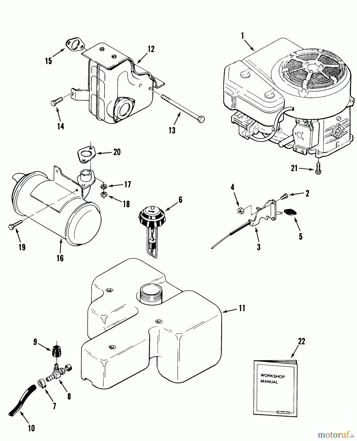  Toro Neu Mowers, Lawn & Garden Tractor Seite 1 22-17KE01 (257-H) - Toro 257-H Tractor, 1988 ENGINE, FUEL & EXHAUST SYSTEMS
