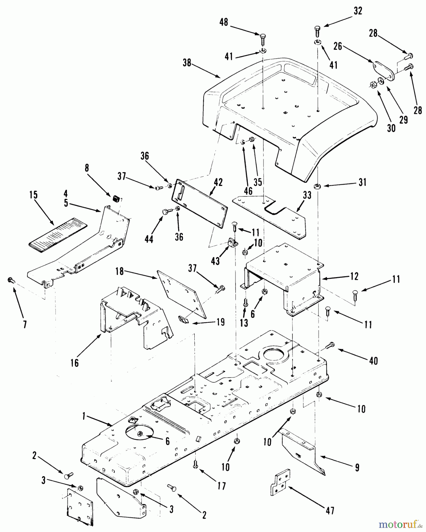 Toro Neu Mowers, Lawn & Garden Tractor Seite 1 22-17KE01 (257-H) - Toro 257-H Tractor, 1988 FRAME, SHEET METAL AND COVERS #2