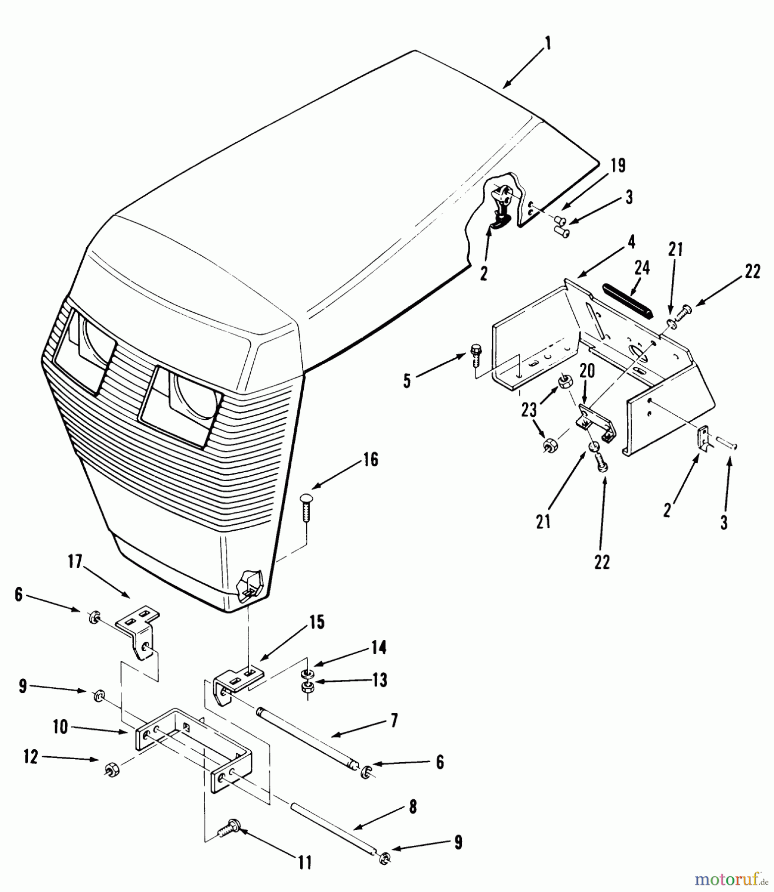  Toro Neu Mowers, Lawn & Garden Tractor Seite 1 22-13KE02 (252-H) - Toro 252-H Tractor, 1989 FRAME, SHEET METAL AND COVERS #1