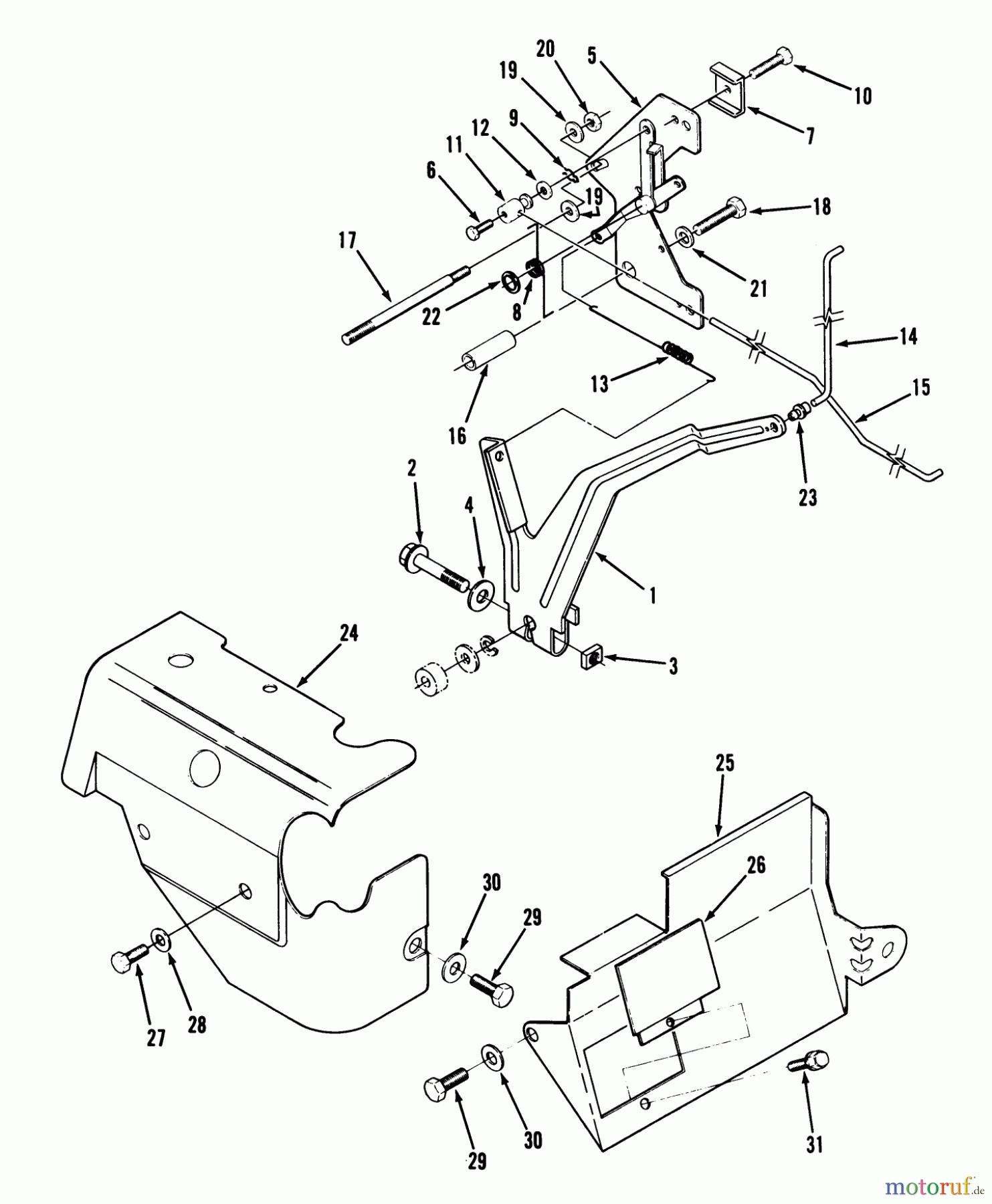 Toro Neu Mowers, Lawn & Garden Tractor Seite 1 22-14O501 (244-5) - Toro 244-5 Yard Tractor, 1991 (1000001-1999999) 14HP ENGINE GOVERNOR LINKAGE & COVER ASSEMBLY