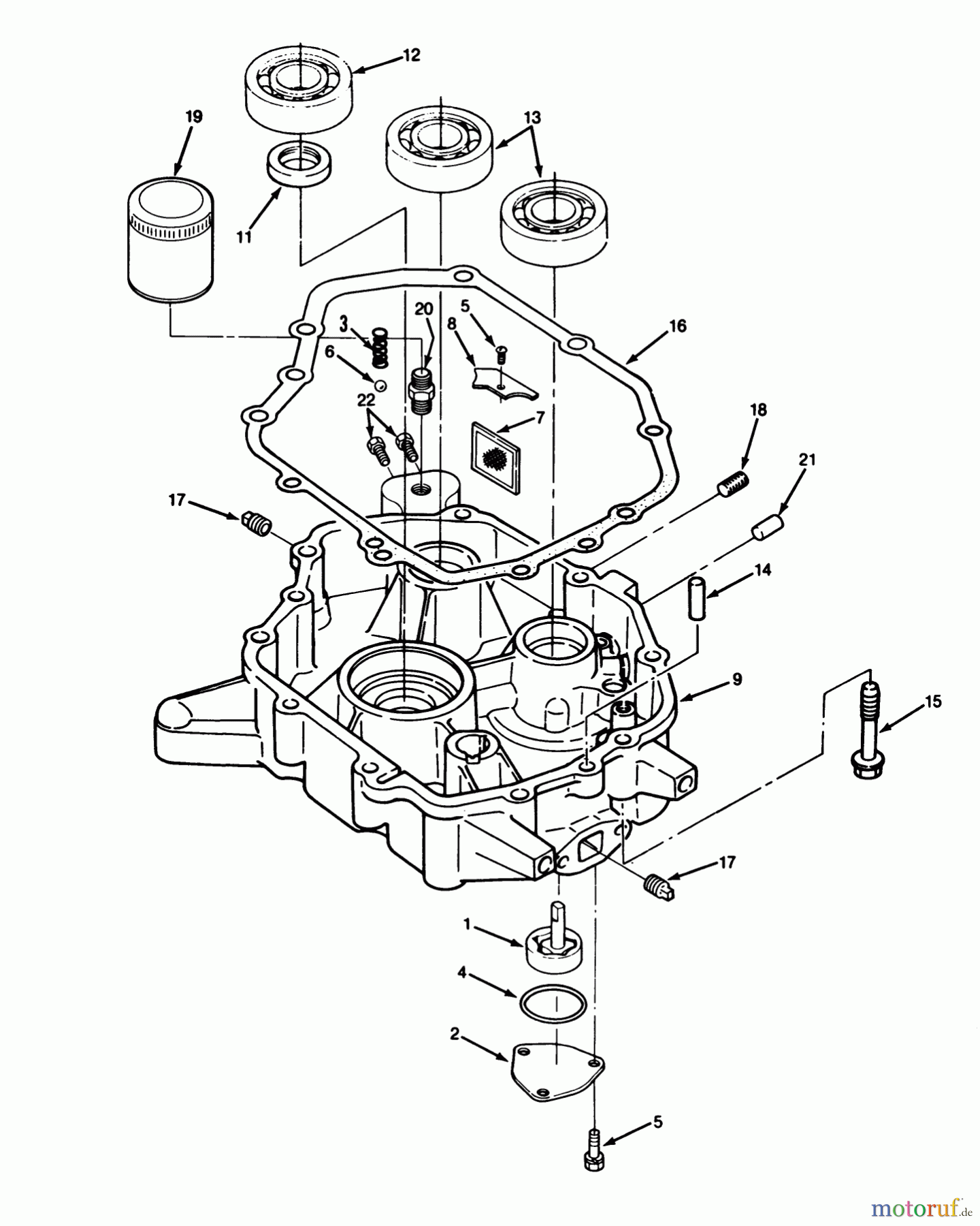Toro Neu Mowers, Lawn & Garden Tractor Seite 1 22-14O501 (244-5) - Toro 244-5 Yard Tractor, 1991 (1000001-1999999) 14HP ENGINE OIL BASE & PUMP ASSEMBLY