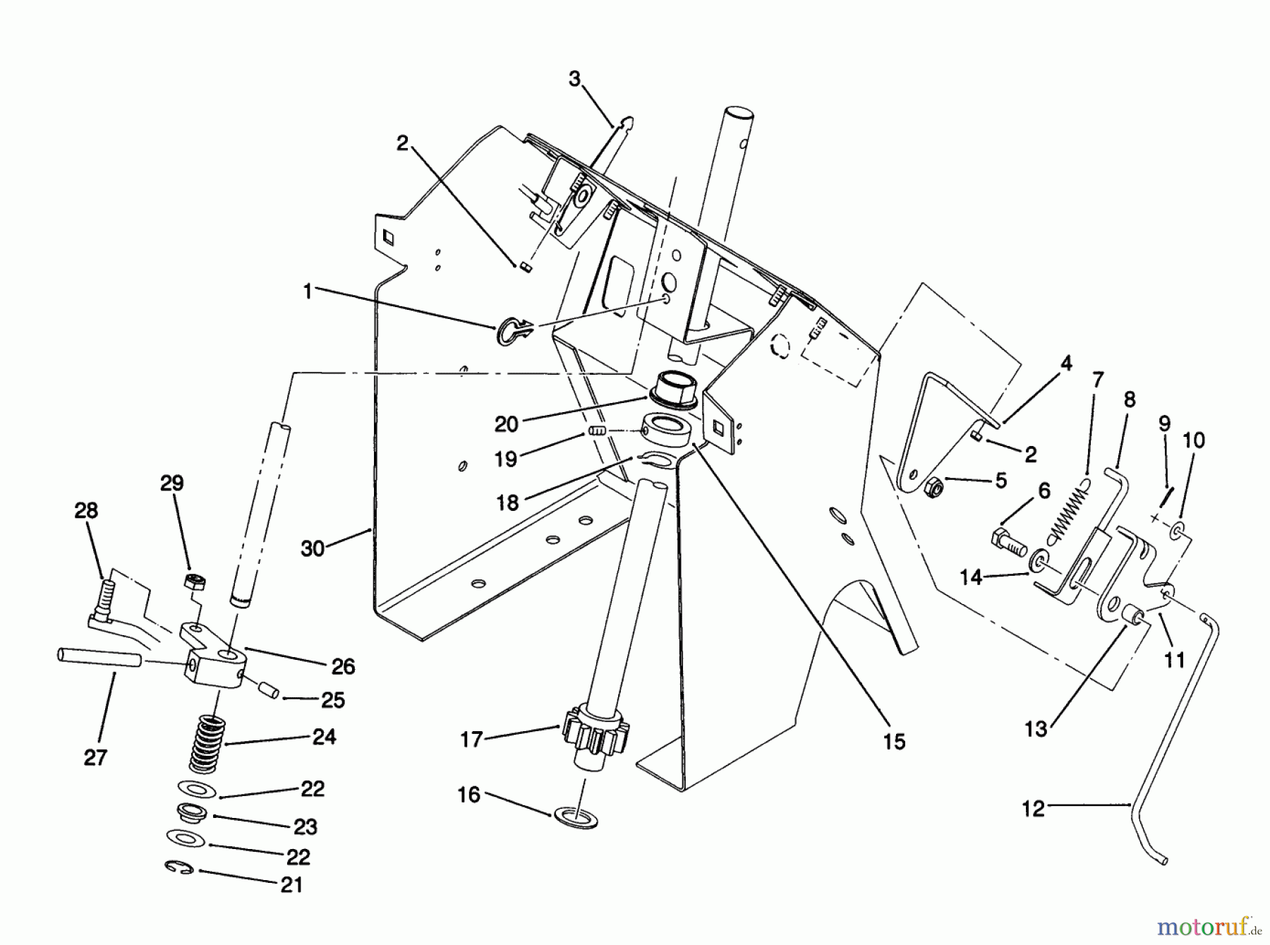 Toro Neu Mowers, Lawn & Garden Tractor Seite 1 22-14O501 (244-5) - Toro 244-5 Yard Tractor, 1991 (1000001-1999999) STEERING SHAFT AND INDICATOR ASSEMBLY