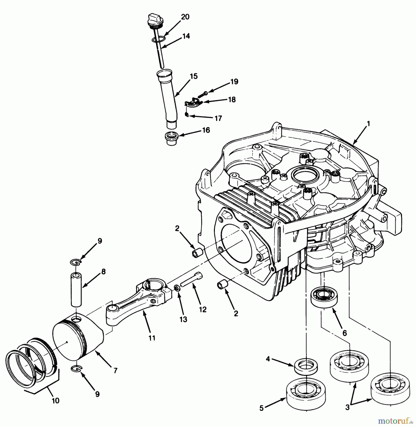 Toro Neu Mowers, Lawn & Garden Tractor Seite 1 22-14O502 (244-5) - Toro 244-5 Yard Tractor, 1992 (2000001-2999999) 14HP ENGINE CYLINDER BLOCK ASSEMBLY