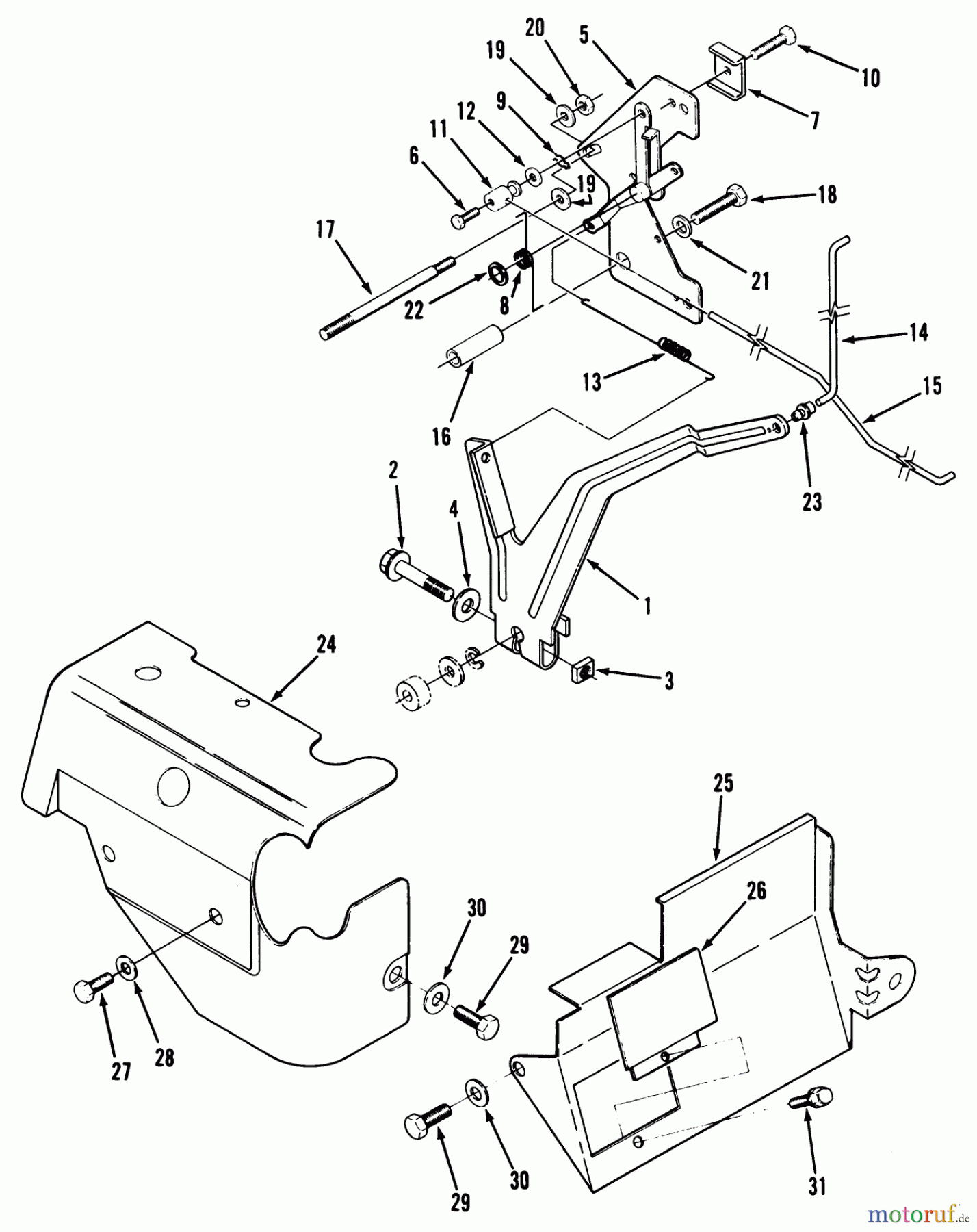  Toro Neu Mowers, Lawn & Garden Tractor Seite 1 22-14OE02 (244-H) - Toro 244-H Yard Tractor, 1992 (2000001-2999999) 14HP ENGINE GOVERNOR LINKAGE & COVER ASSEMBLY