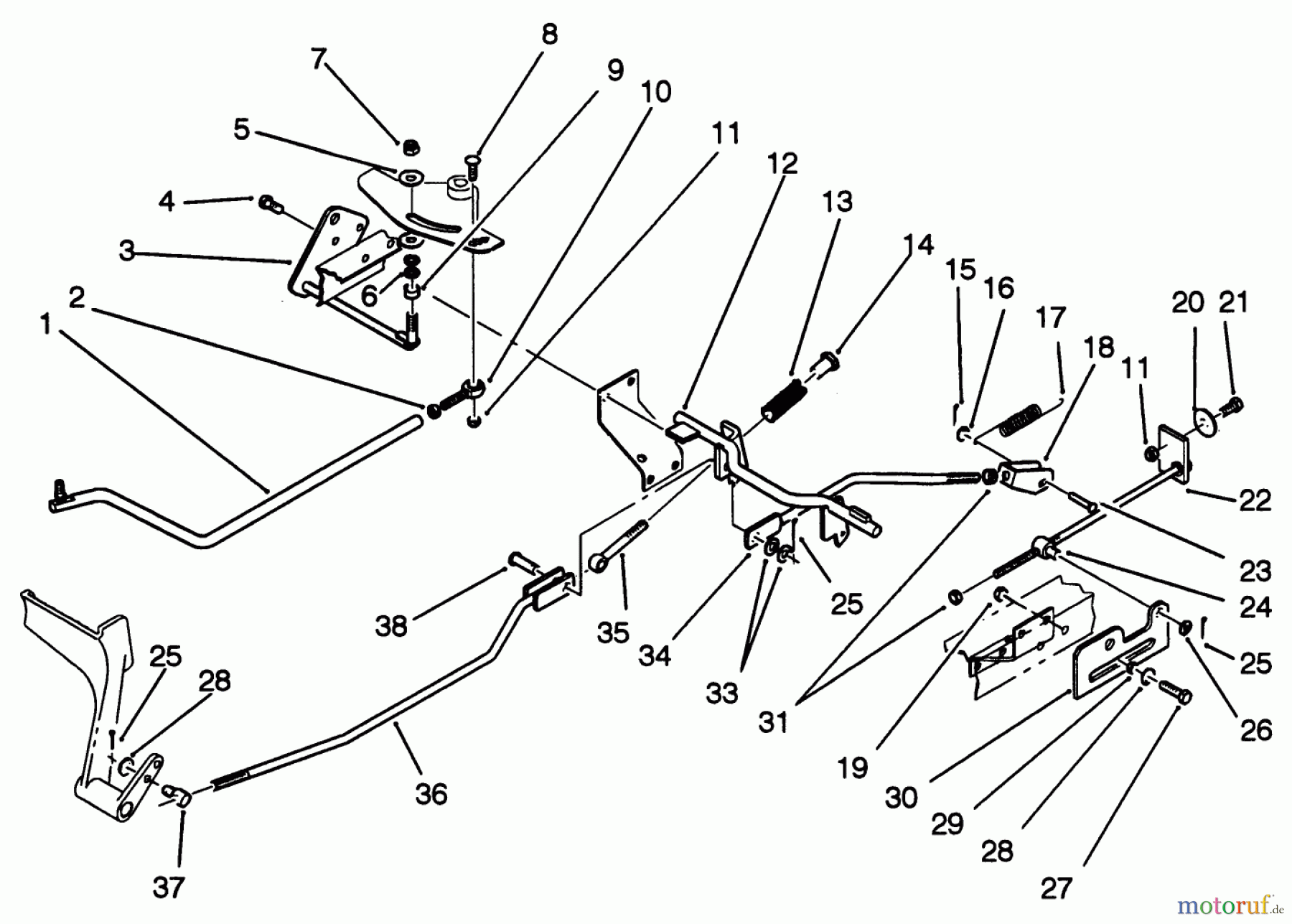 Toro Neu Mowers, Lawn & Garden Tractor Seite 1 22-14OE02 (244-H) - Toro 244-H Yard Tractor, 1992 (2000001-2999999) BRAKE AND HYDRO LINKAGE