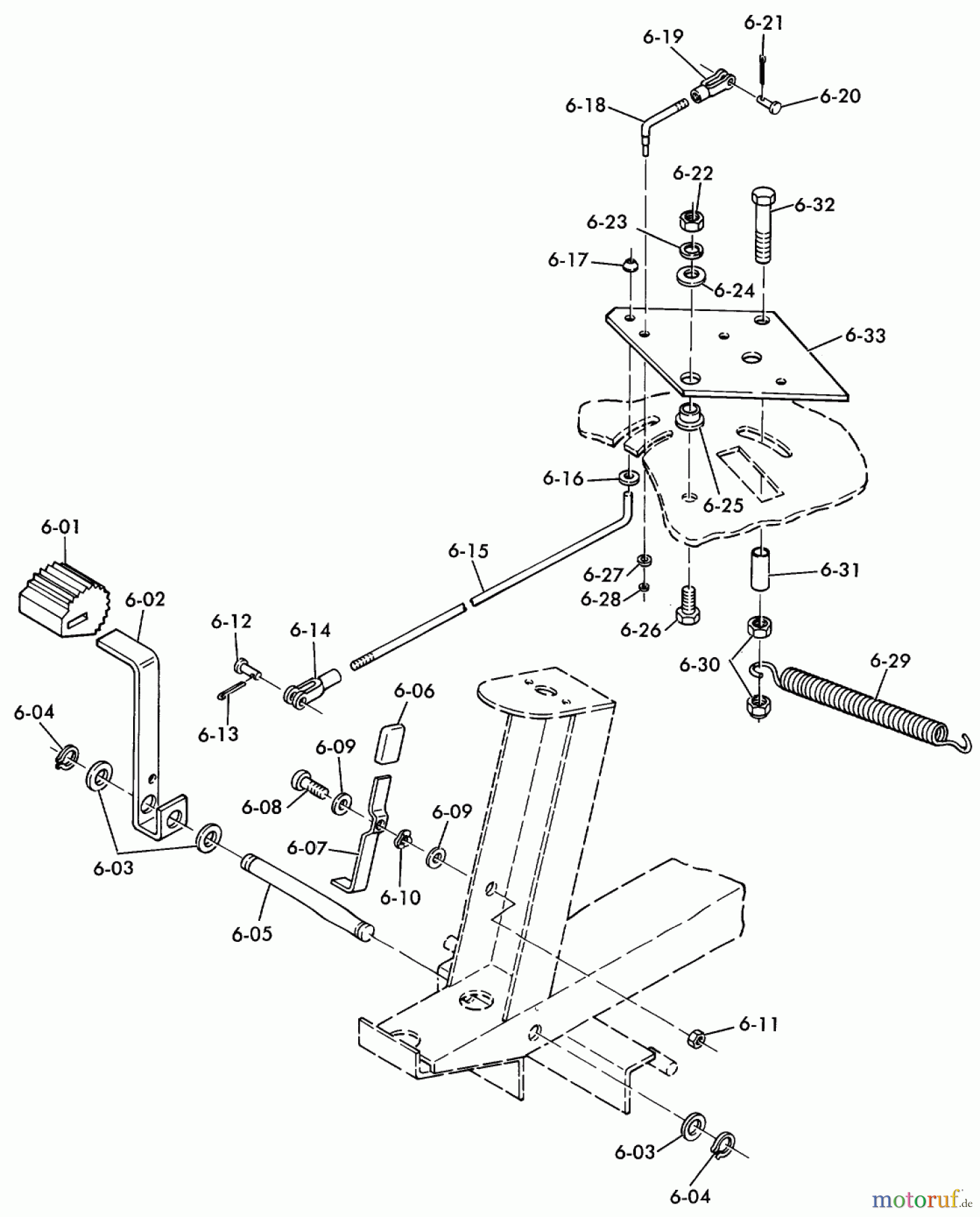 Toro Neu Mowers, Lawn & Garden Tractor Seite 1 3-6000 (A-65) - Toro A-65 Elec-Trak, 1976 A-65 PARTS MANUAL E6.000 BRAKE AND SPEED CONTROL (FIG. 6)