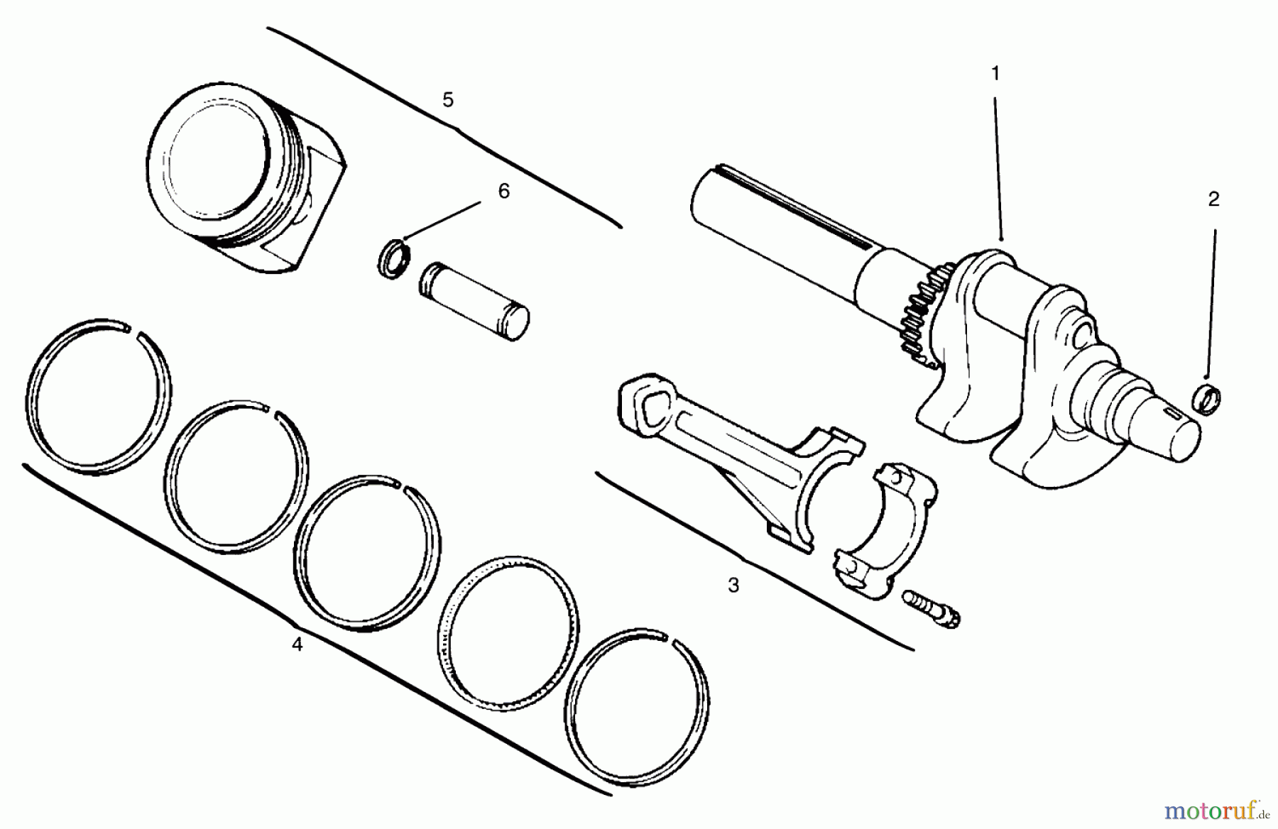 Toro Neu Mowers, Lawn & Garden Tractor Seite 1 30610 (120) - Toro Proline 120, 1994 (490001-499999) CRANKSHAFT, PISTON AND RINGS