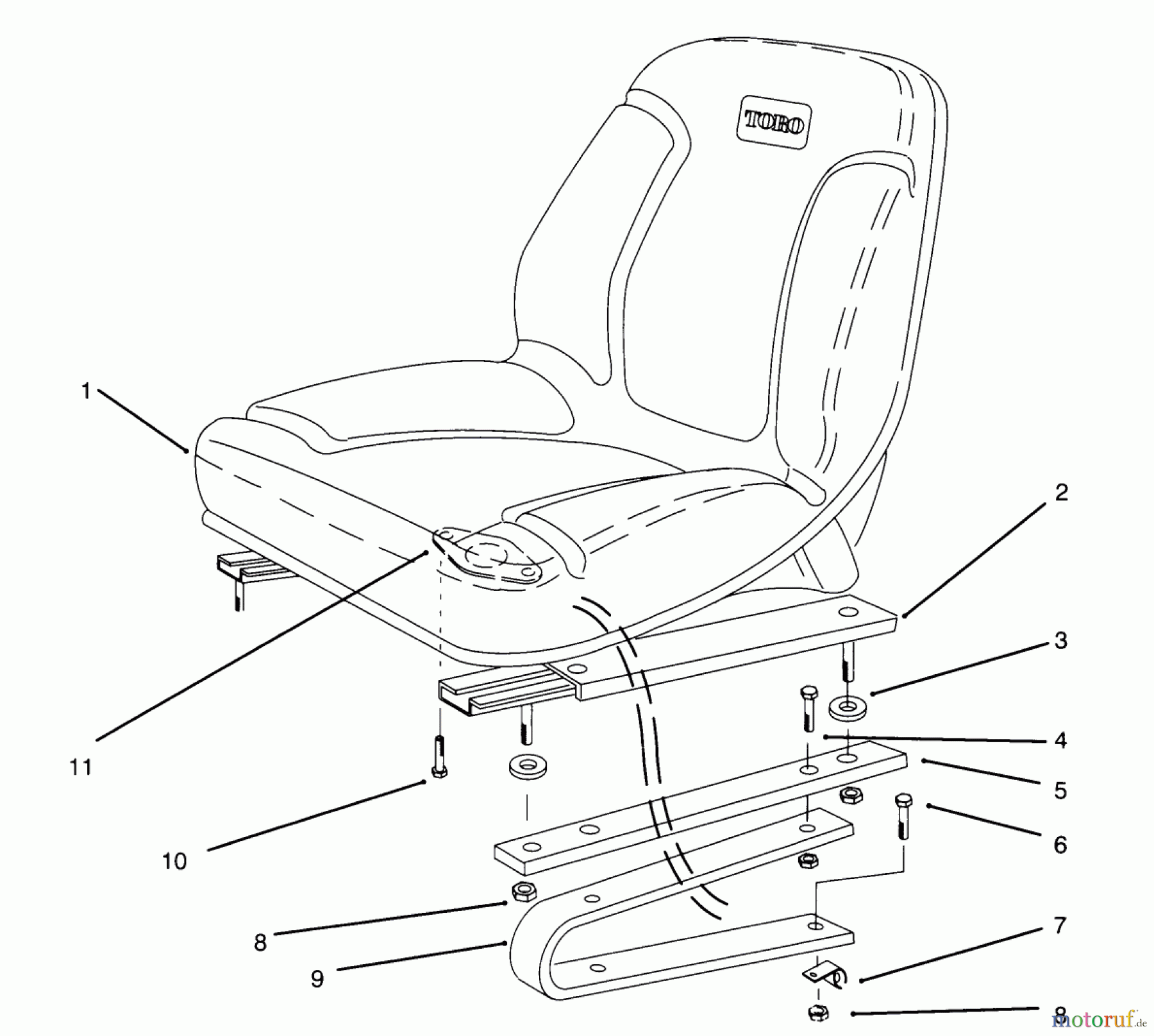 Toro Neu Mowers, Lawn & Garden Tractor Seite 1 30610 (120) - Toro Proline 120, 1994 (490001-499999) SEAT ASSEMBLY