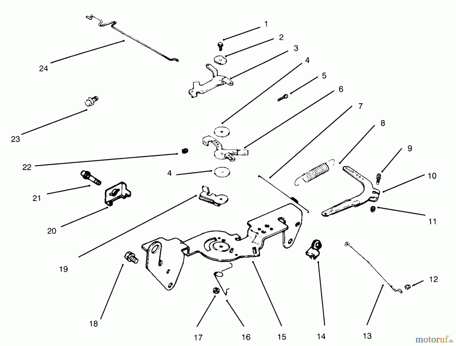 Toro Neu Mowers, Lawn & Garden Tractor Seite 1 30610 (120) - Toro Proline 120, 1994 (490001-499999) THROTTLE LINKAGE AND GOVERNOR CONTROLS