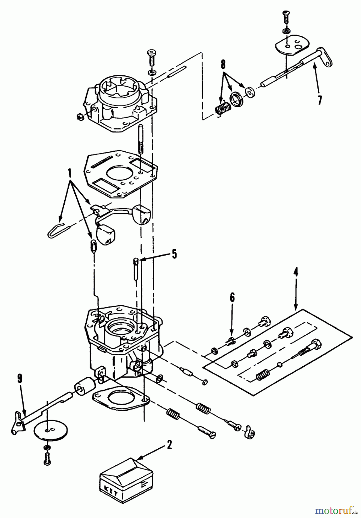 Toro Neu Mowers, Lawn & Garden Tractor Seite 1 31-10K801 (310-8) - Toro 310-8 Garden Tractor, 1990 CARBURETOR COMPONENTS