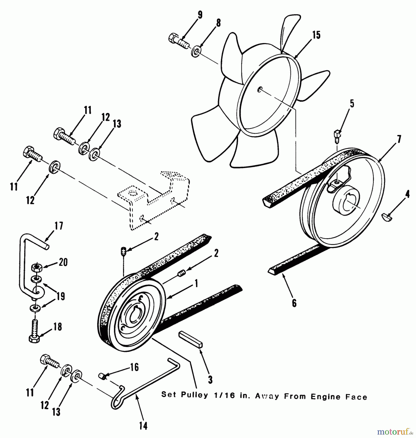 Toro Neu Mowers, Lawn & Garden Tractor Seite 1 31-10K801 (310-8) - Toro 310-8 Garden Tractor, 1990 DRIVE BELT AND PULLEYS